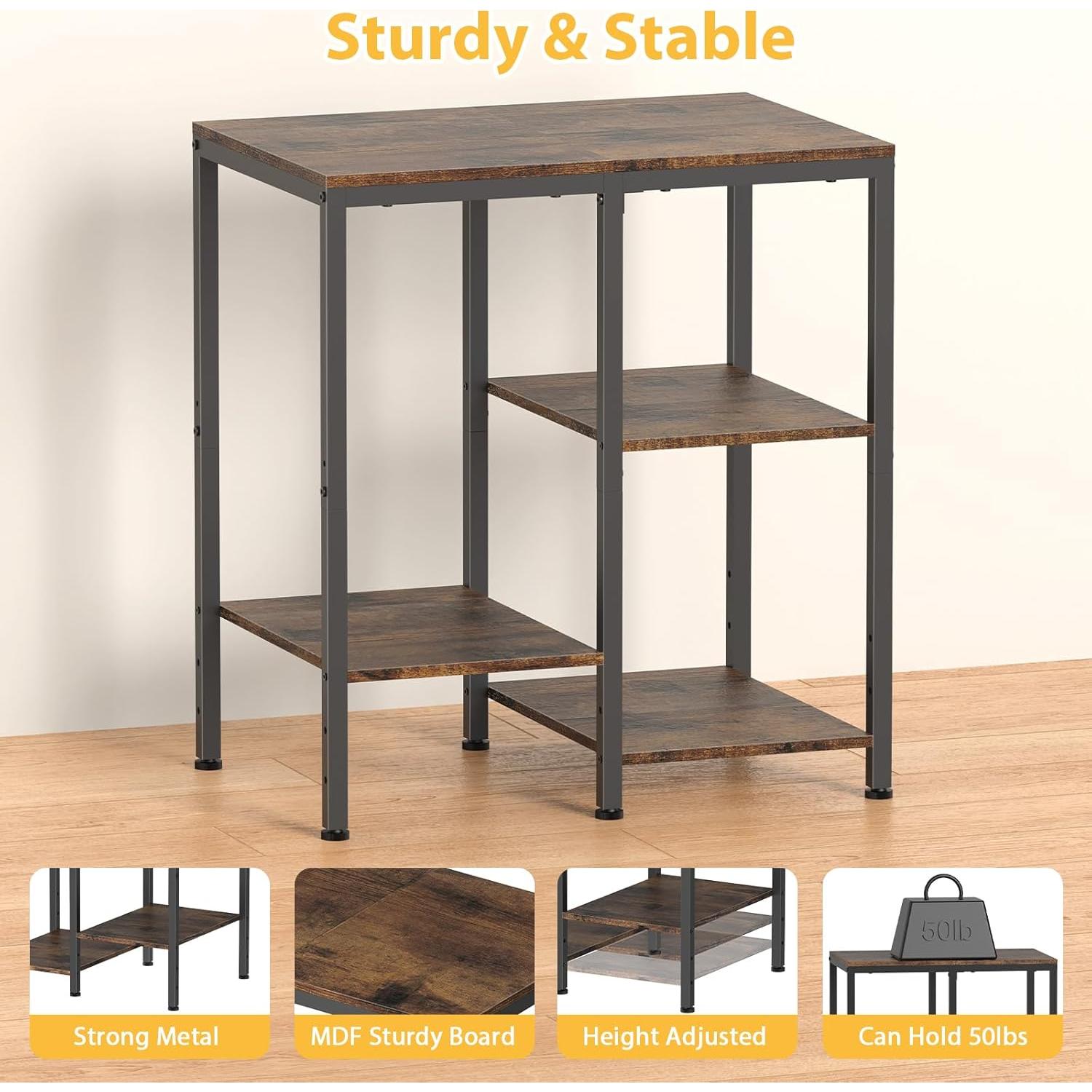 Estante de Cocina OGEMXU Ajustable 4 Niveles Marrón Rústico