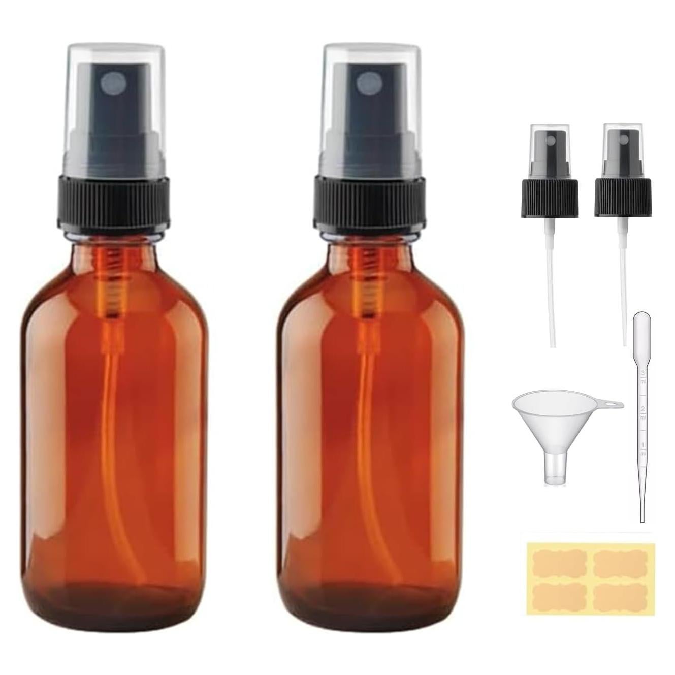 Botellas de Spray de Vidrio Ámbar 4 oz LANBEAUTIFY - 2 Pack