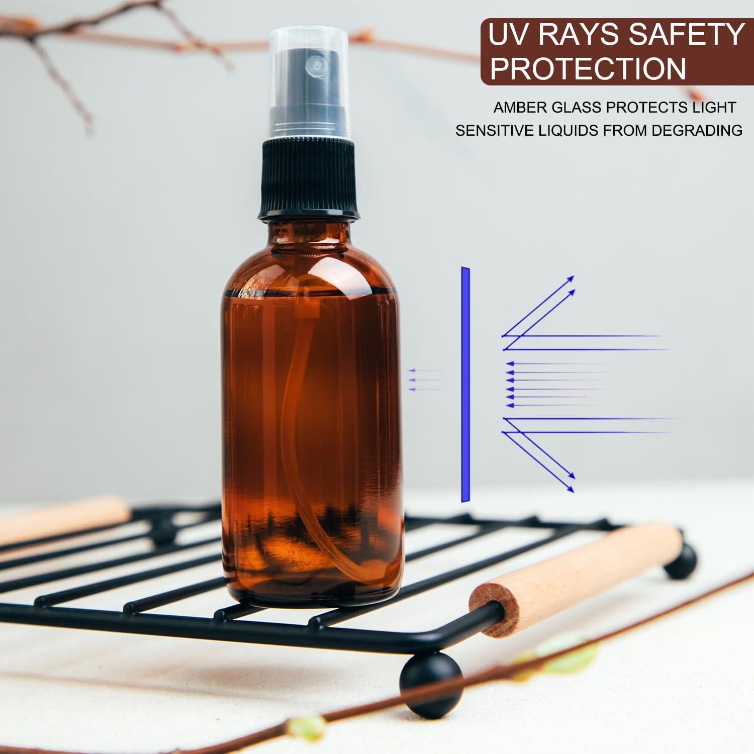 Botellas de Spray de Vidrio Ámbar 4 oz LANBEAUTIFY - 2 Pack