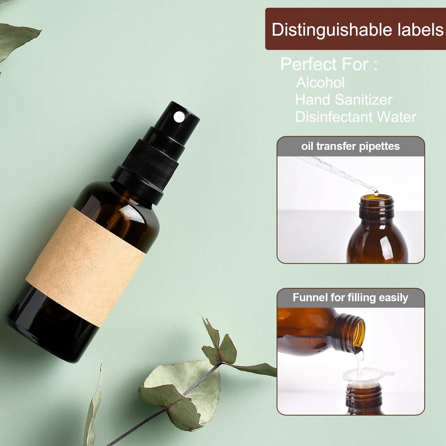 Botellas de Spray de Vidrio Ámbar 4 oz LANBEAUTIFY - 2 Pack