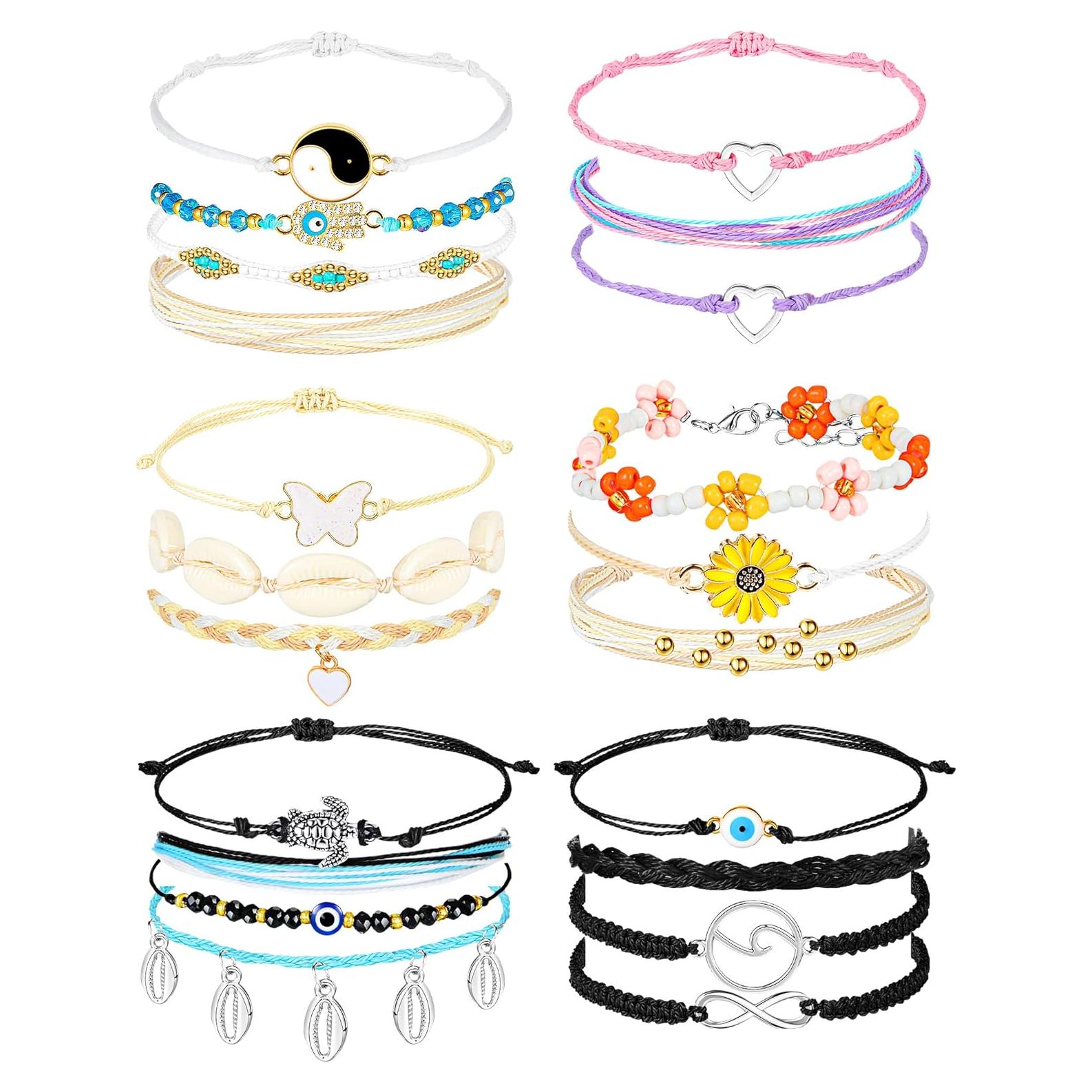 Pulseras de Olas Hicarer - 21 Piezas Ajustables Impermeables