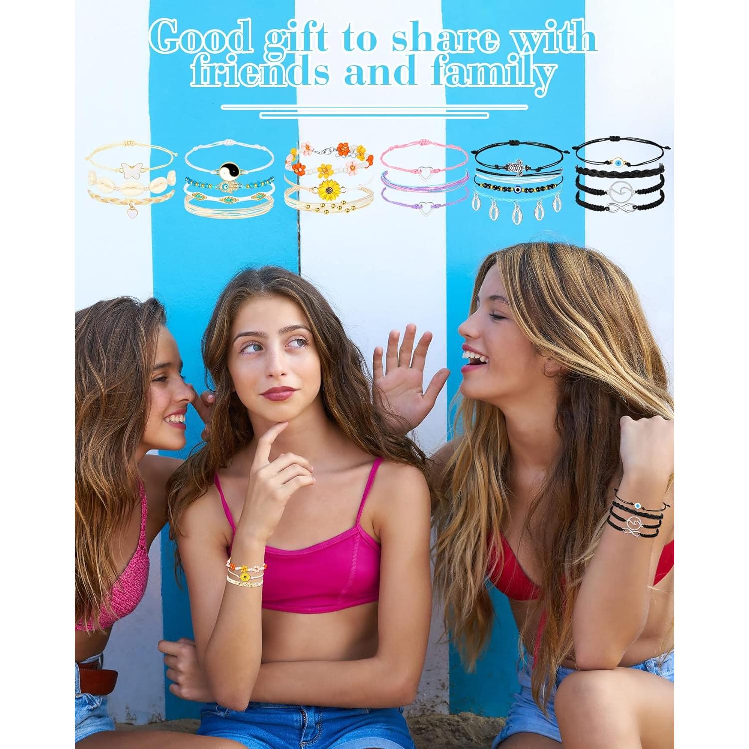 Pulseras de Olas Hicarer - 21 Piezas Ajustables Impermeables