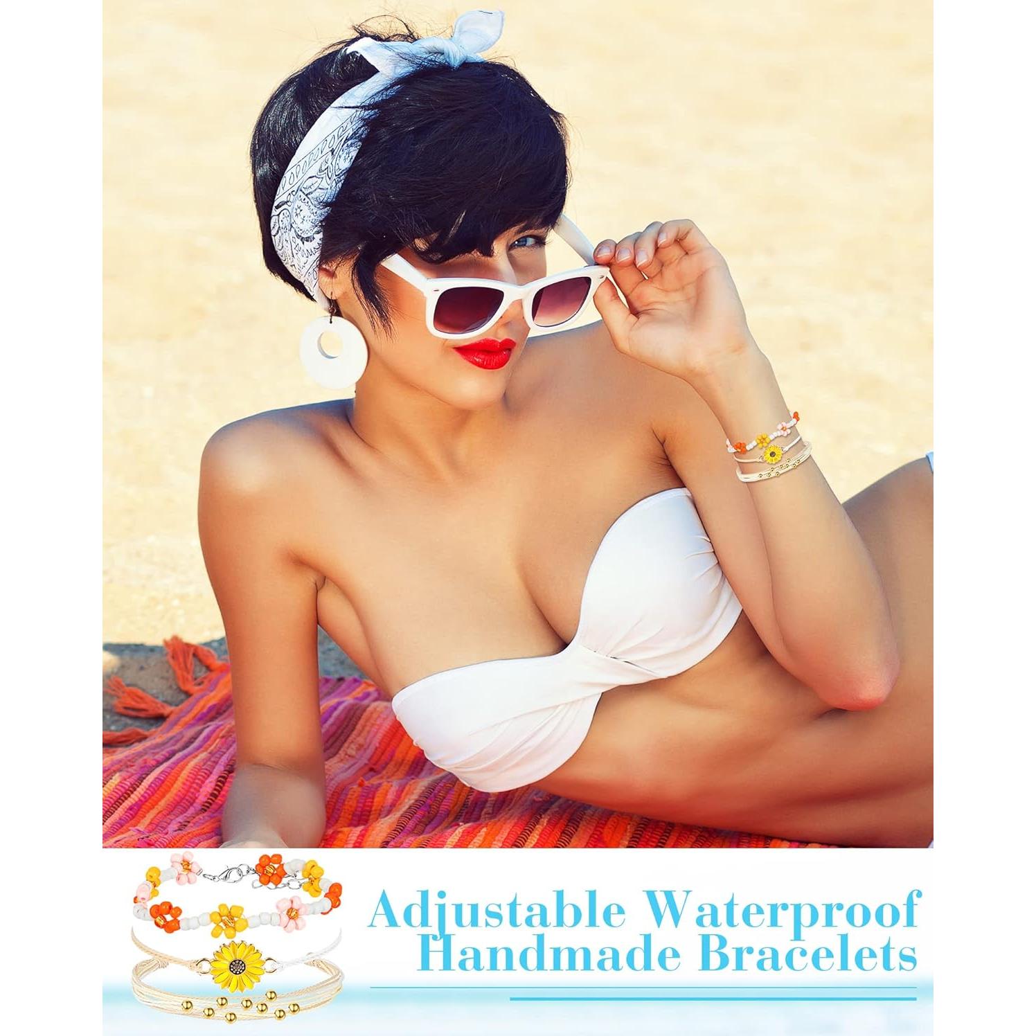 Pulseras de Olas Hicarer - 21 Piezas Ajustables Impermeables