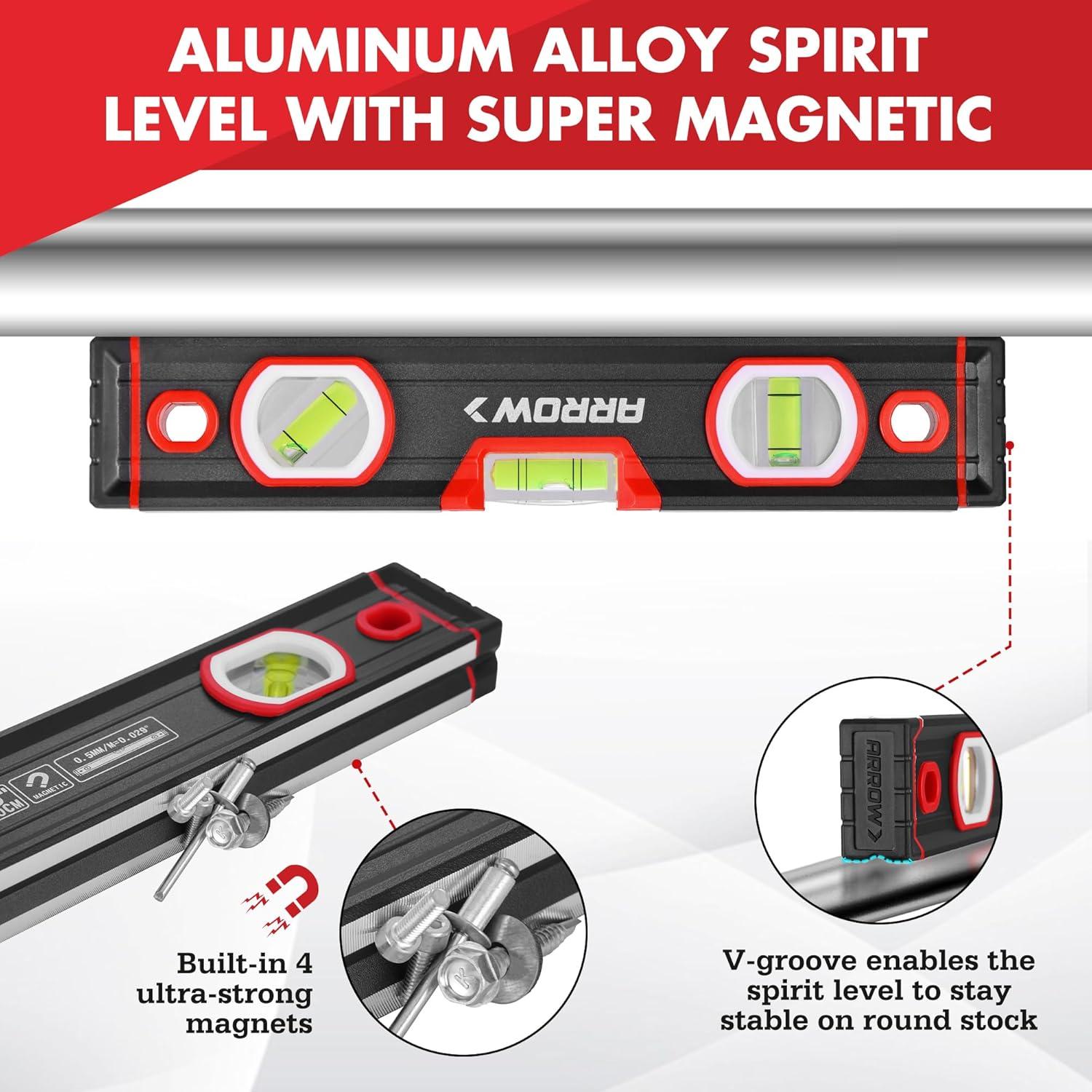 Juego de Niveles de Aluminio 3 Piezas ARROW 9" 16" 48"