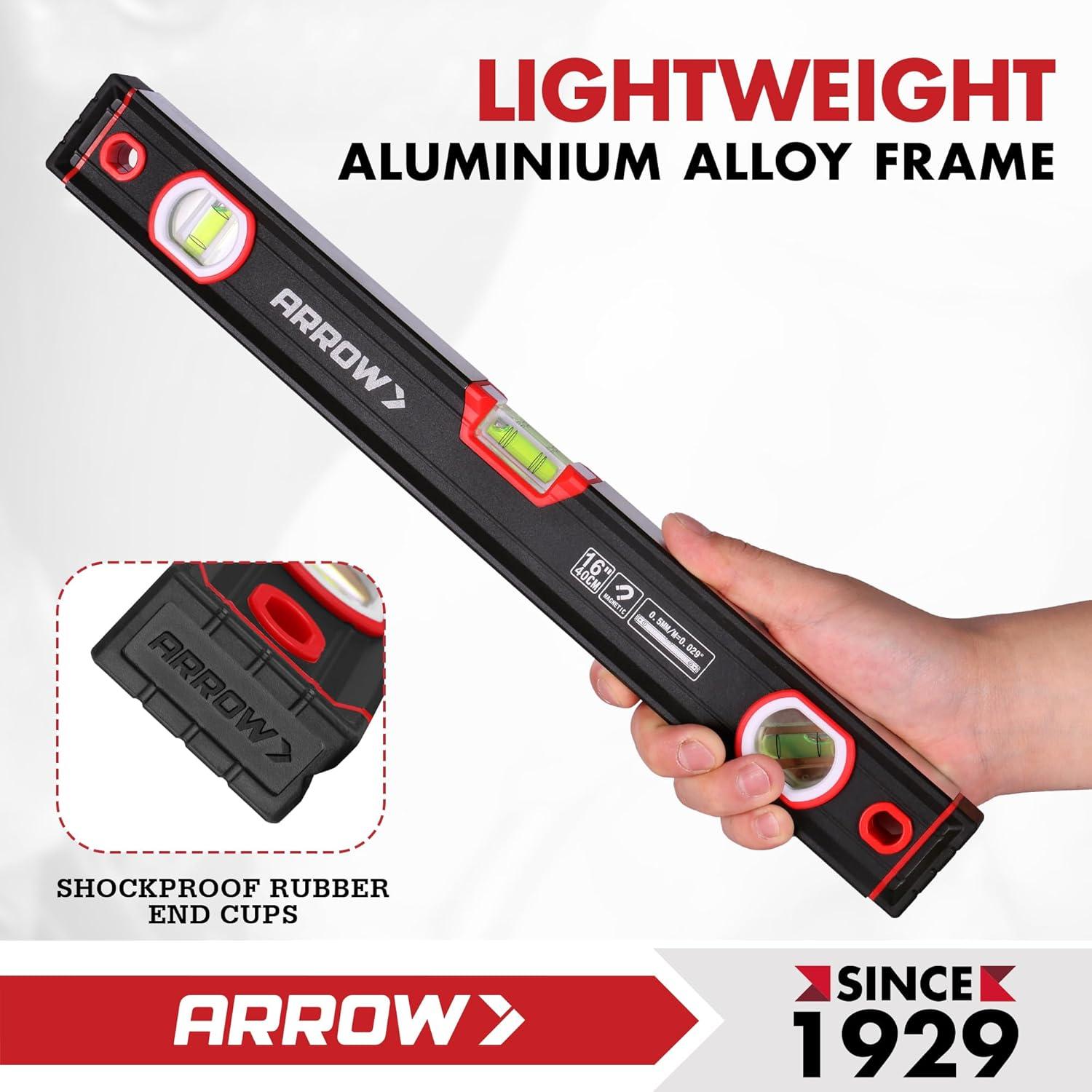 Juego de Niveles de Aluminio 3 Piezas ARROW 9" 16" 48"