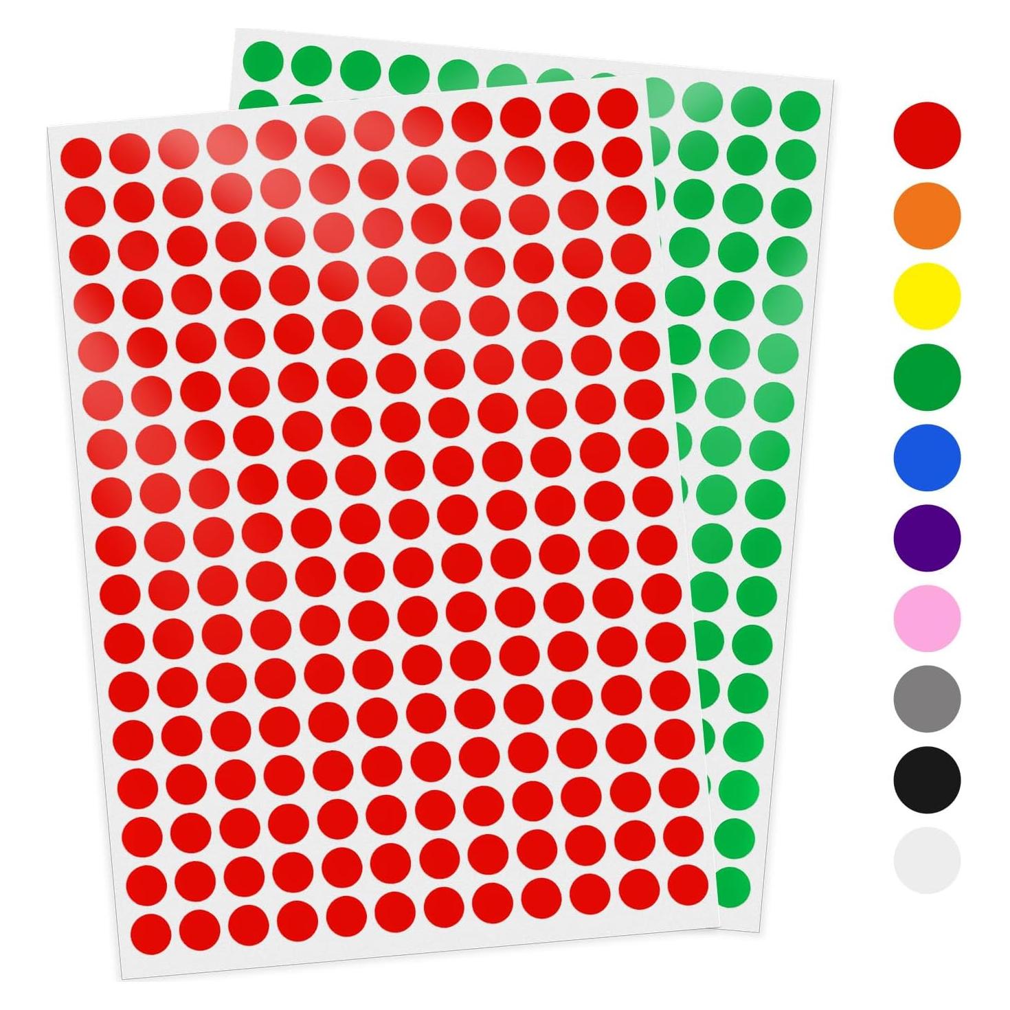 2040 Etiquetas Redondas Autoadhesivas YIKIADA 10 Colores 10mm