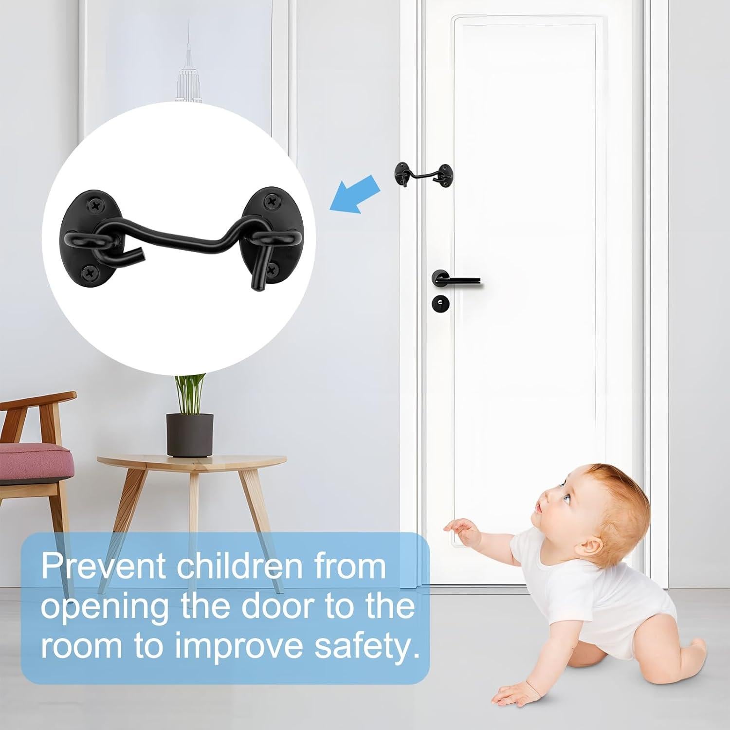 Cierre de Gancho y Ojo Tsinc 3" Negro Acero Inoxidable