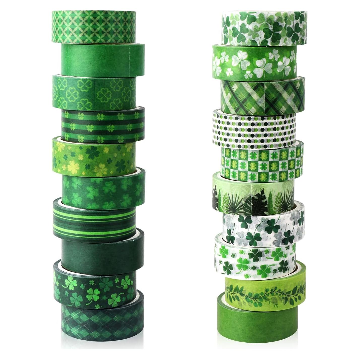 Juego de 20 Rollos de Cinta Washi Verde Abilat 1.5cm x 5m