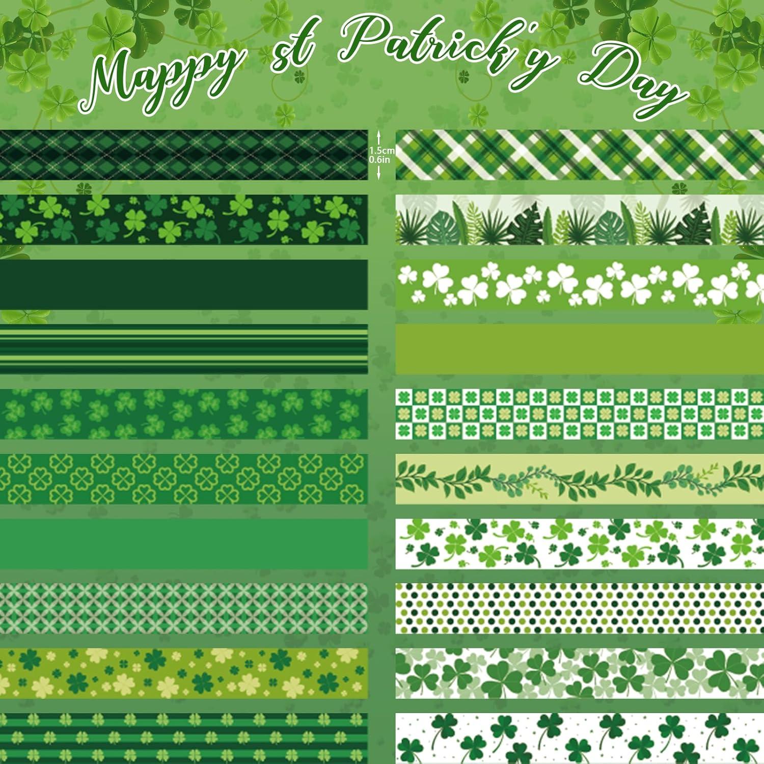 Juego de 20 Rollos de Cinta Washi Verde Abilat 1.5cm x 5m