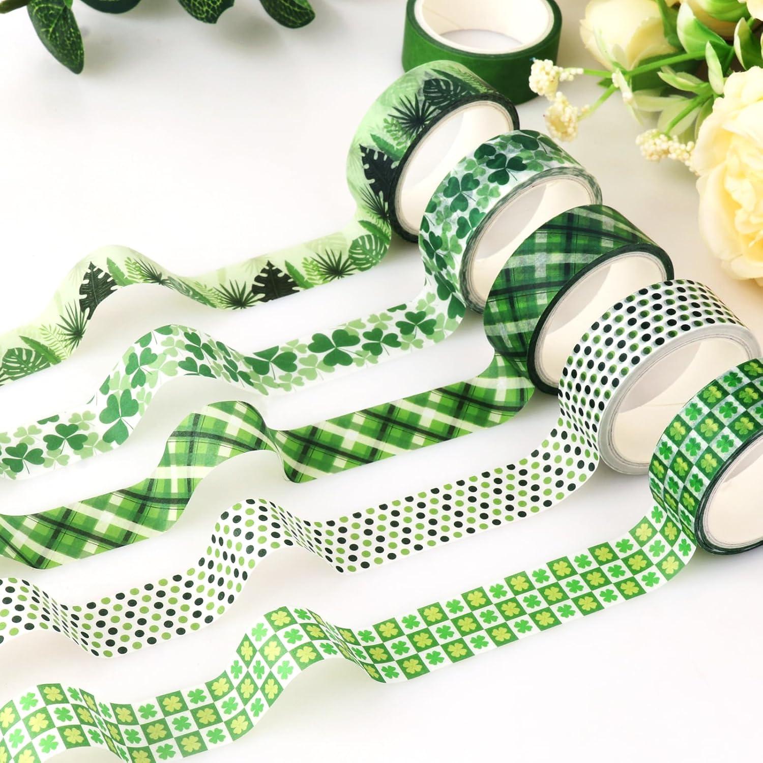 Juego de 20 Rollos de Cinta Washi Verde Abilat 1.5cm x 5m