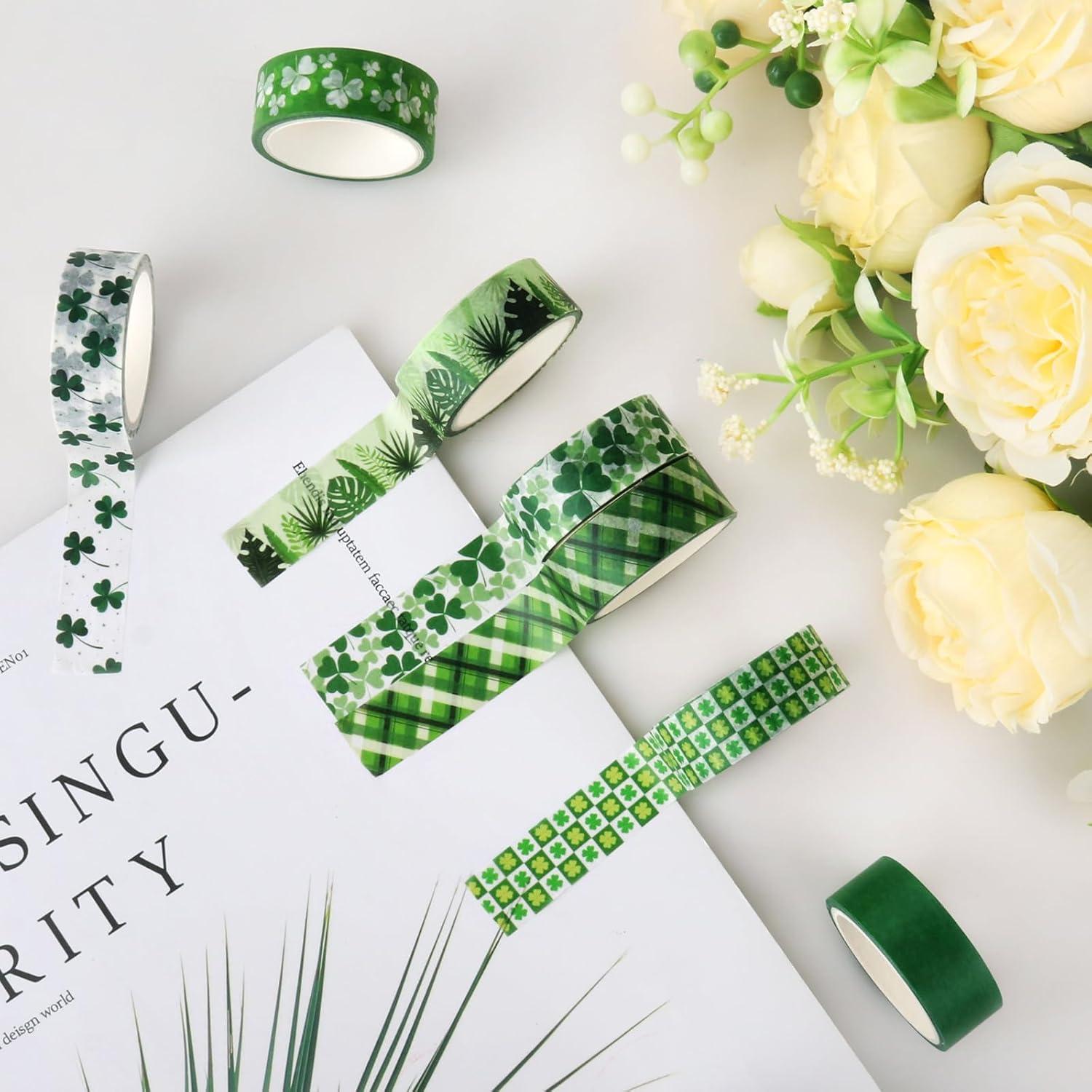 Juego de 20 Rollos de Cinta Washi Verde Abilat 1.5cm x 5m