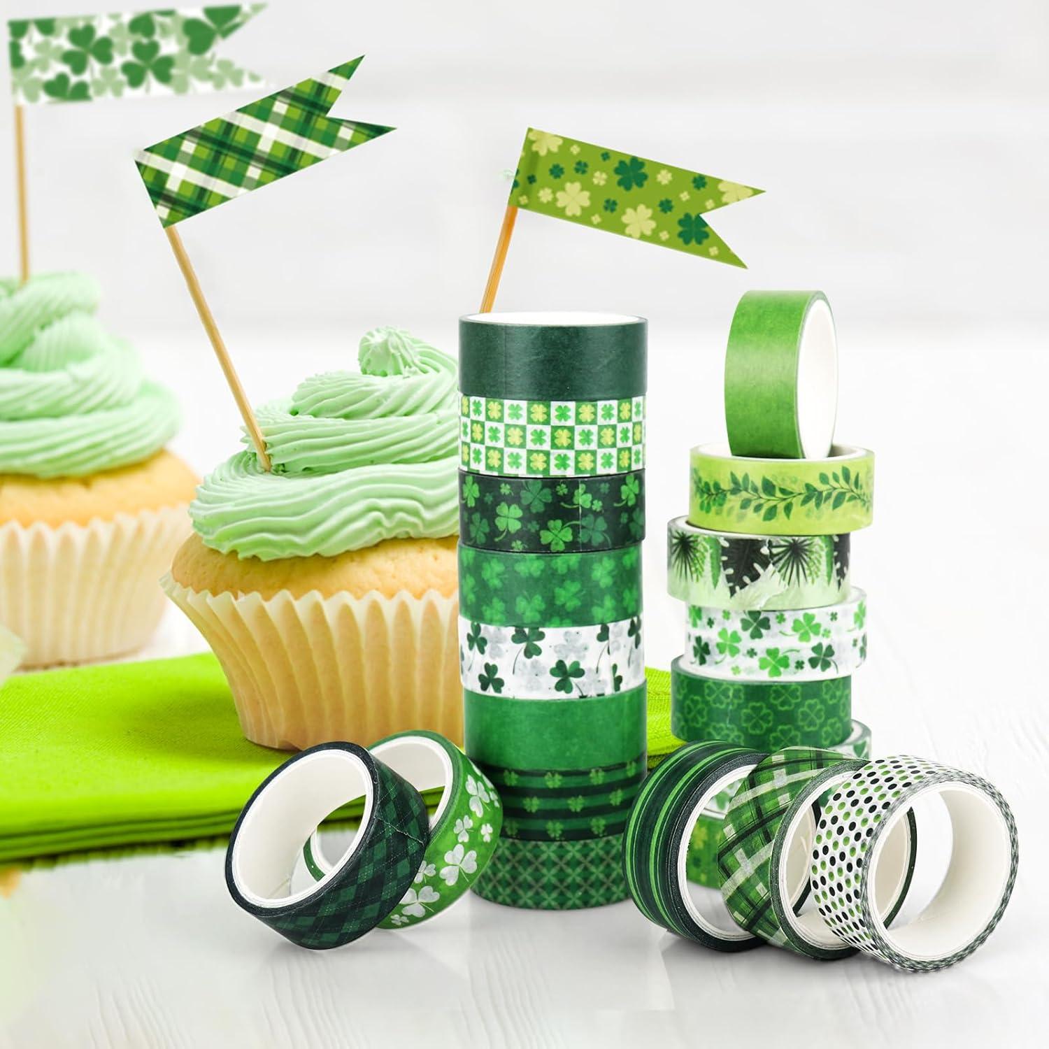 Juego de 20 Rollos de Cinta Washi Verde Abilat 1.5cm x 5m