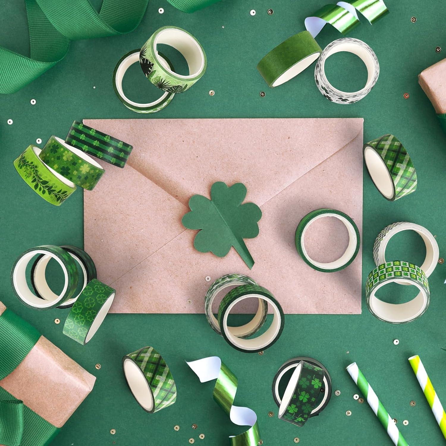 Juego de 20 Rollos de Cinta Washi Verde Abilat 1.5cm x 5m