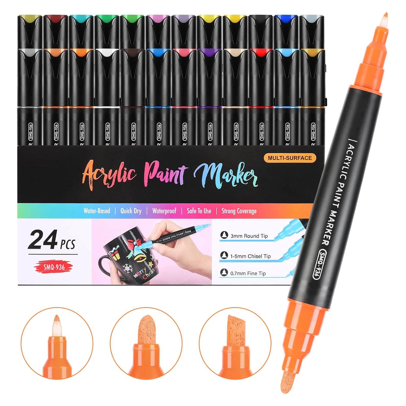 Marcadores de Pintura Acrílica Coogert 24 Colores Doble Punta