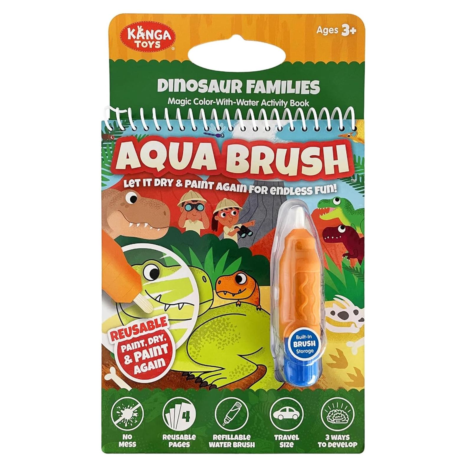 Libro de Actividades KangaToys Familias de Dinosaurios - Pincel de Agua Reutilizable