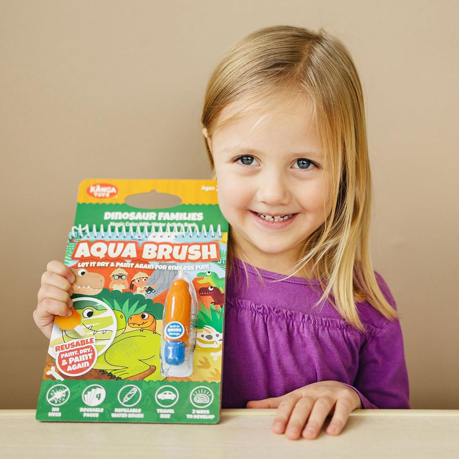 Libro de Actividades KangaToys Familias de Dinosaurios - Pincel de Agua Reutilizable