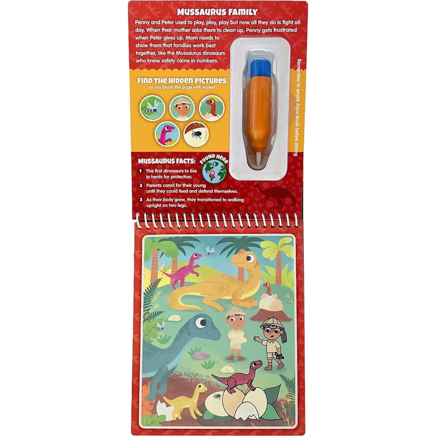 Libro de Actividades KangaToys Familias de Dinosaurios - Pincel de Agua Reutilizable