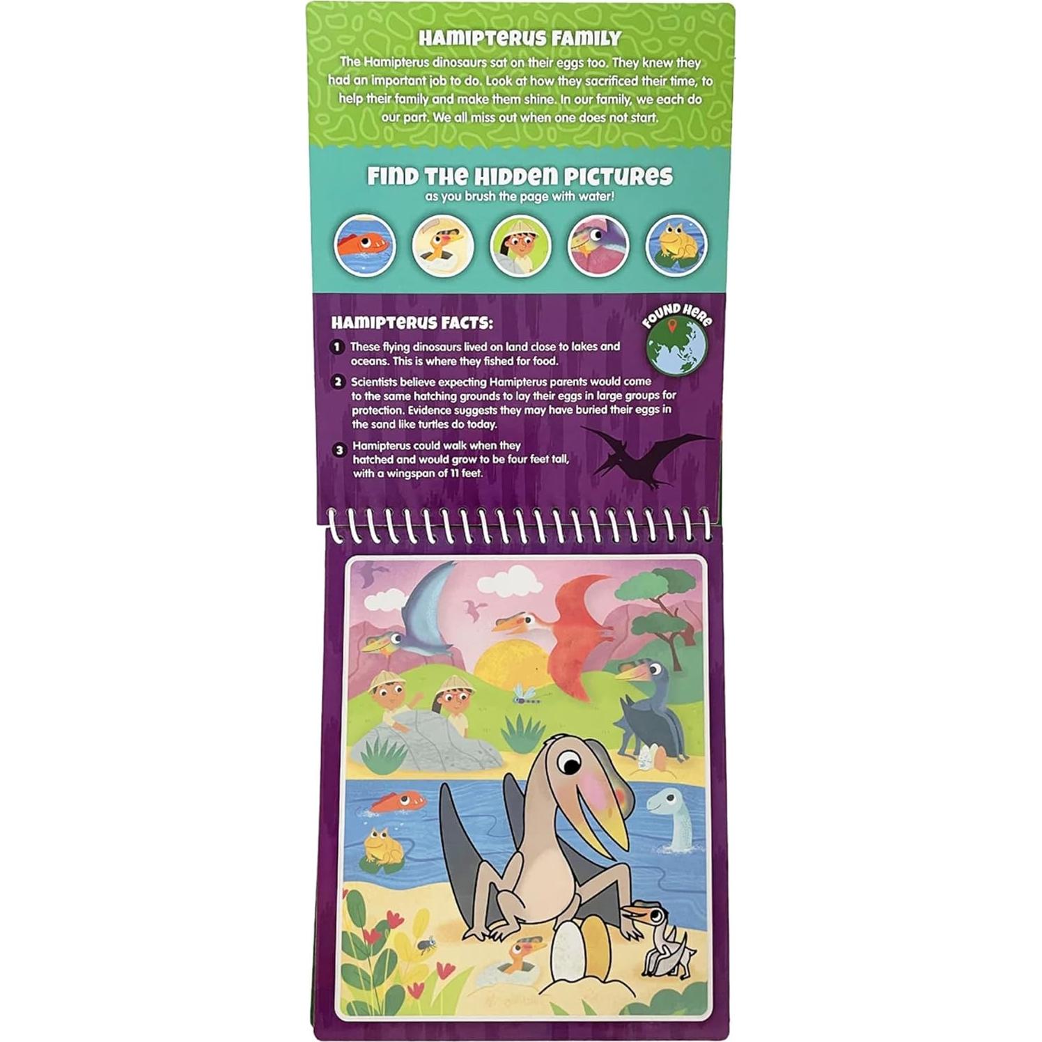 Libro de Actividades KangaToys Familias de Dinosaurios - Pincel de Agua Reutilizable