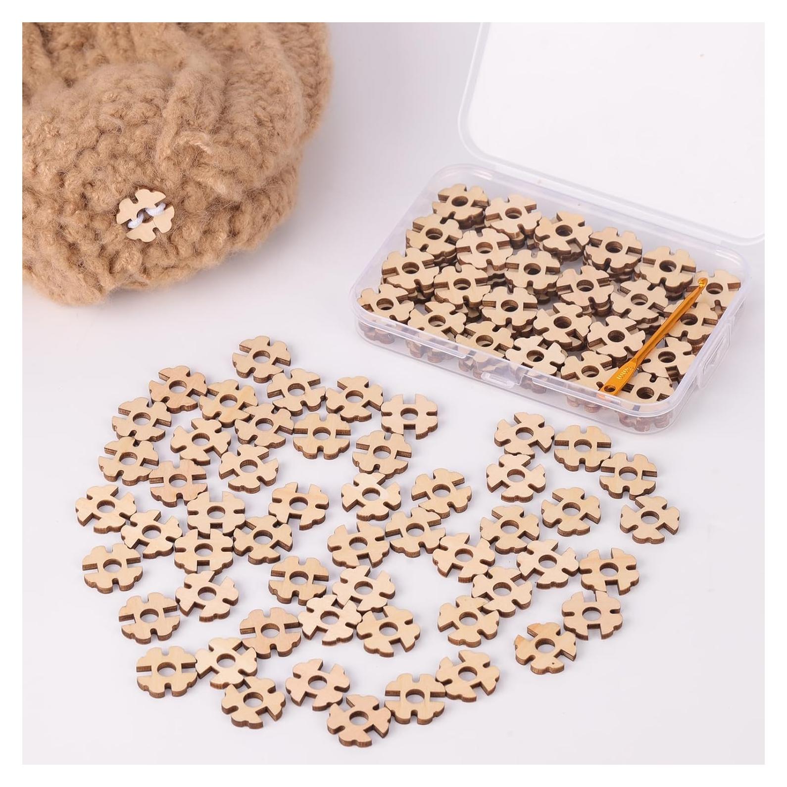 Botones de Pom Pom de Madera YeyeCyrilze 100 Pcs 2cm