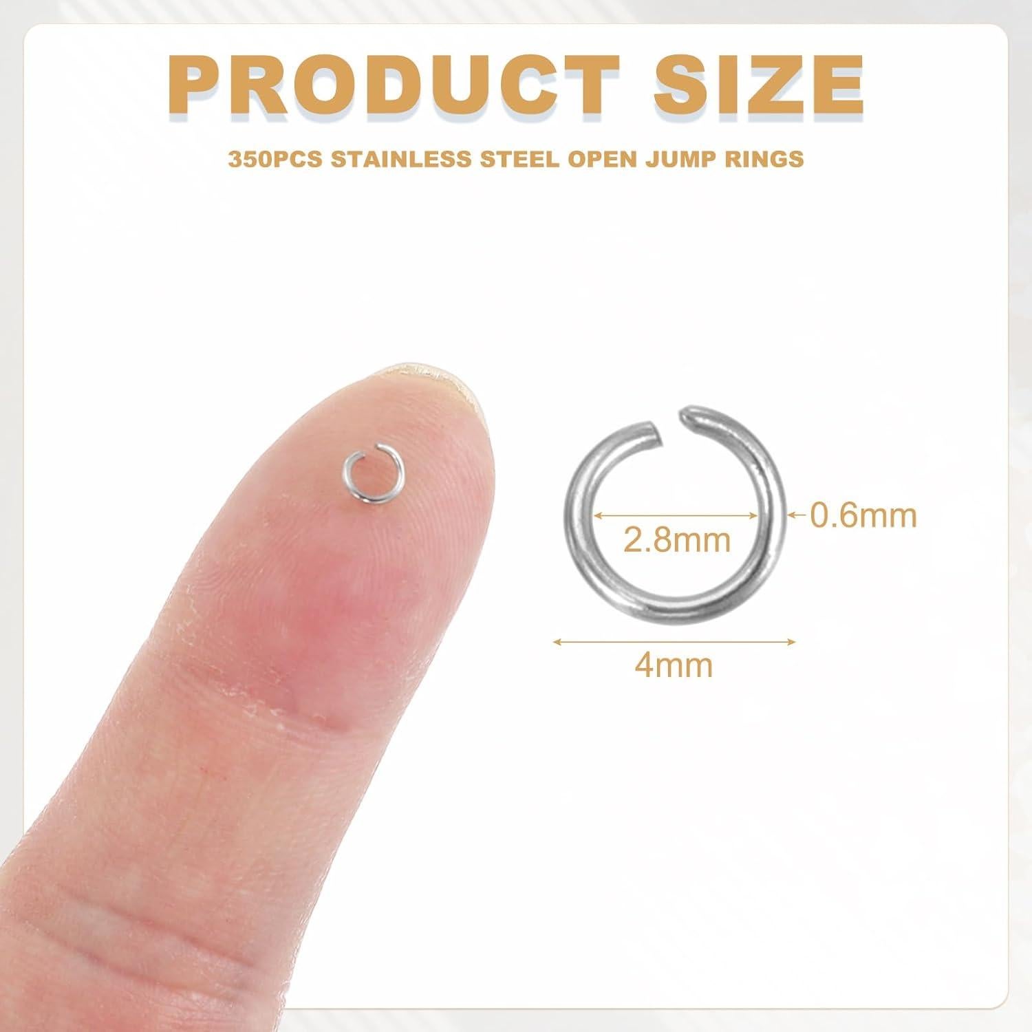 350 Anillas Abiertas Acero Inoxidable 4mm uxcell para Joyería