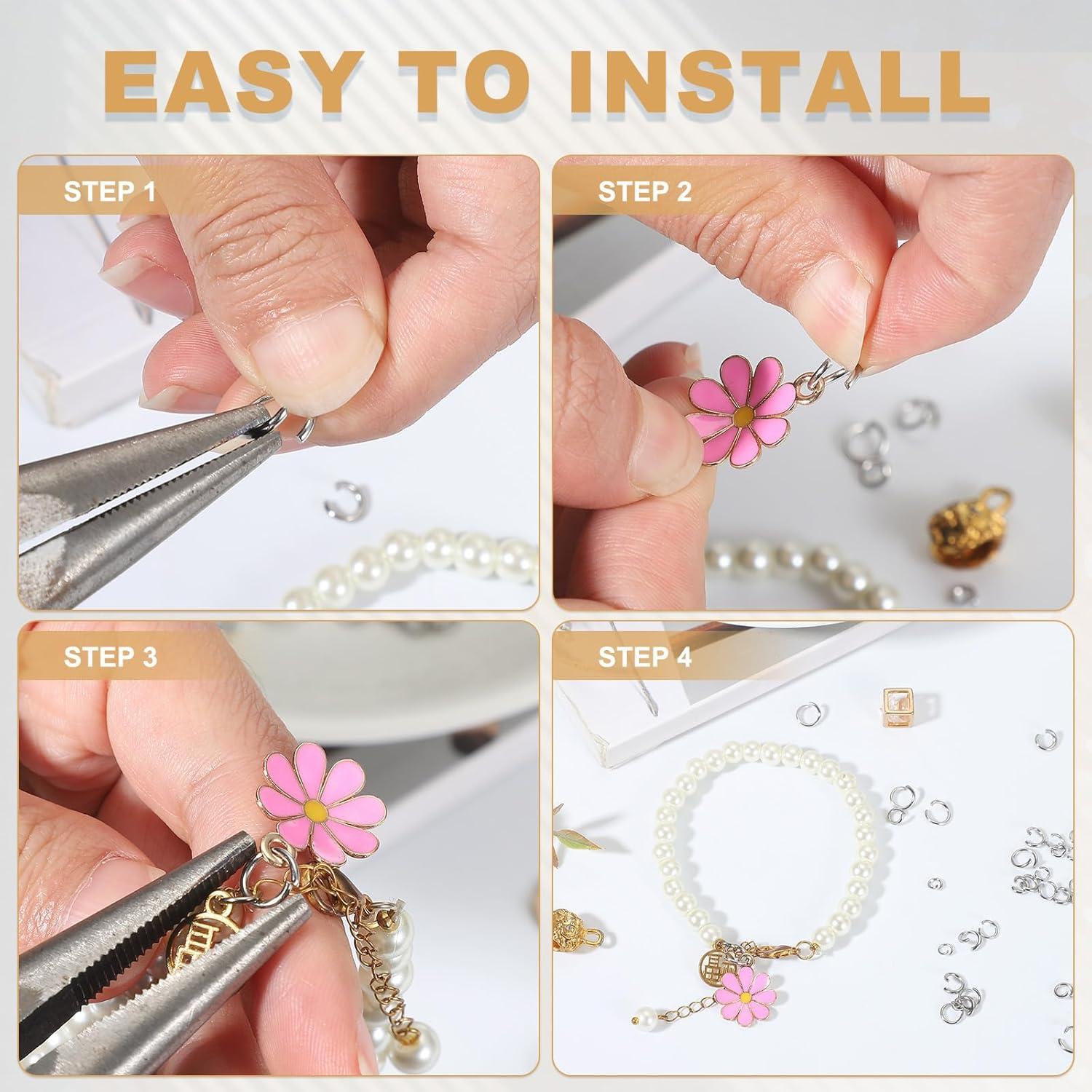 350 Anillas Abiertas Acero Inoxidable 4mm uxcell para Joyería