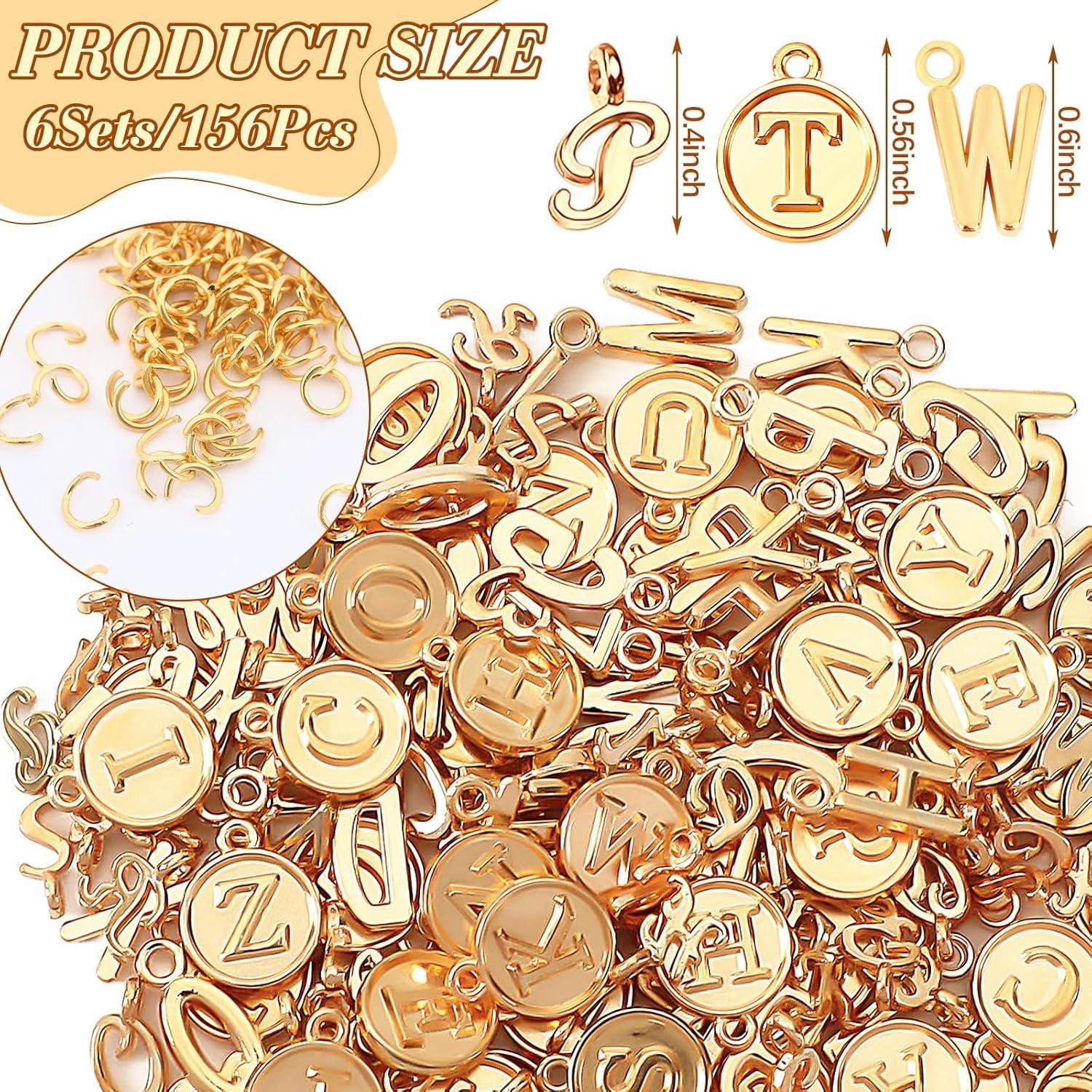 Encantos de Letras SANNIX 156Pcs Alfabeto A-Z Oro KC DIY