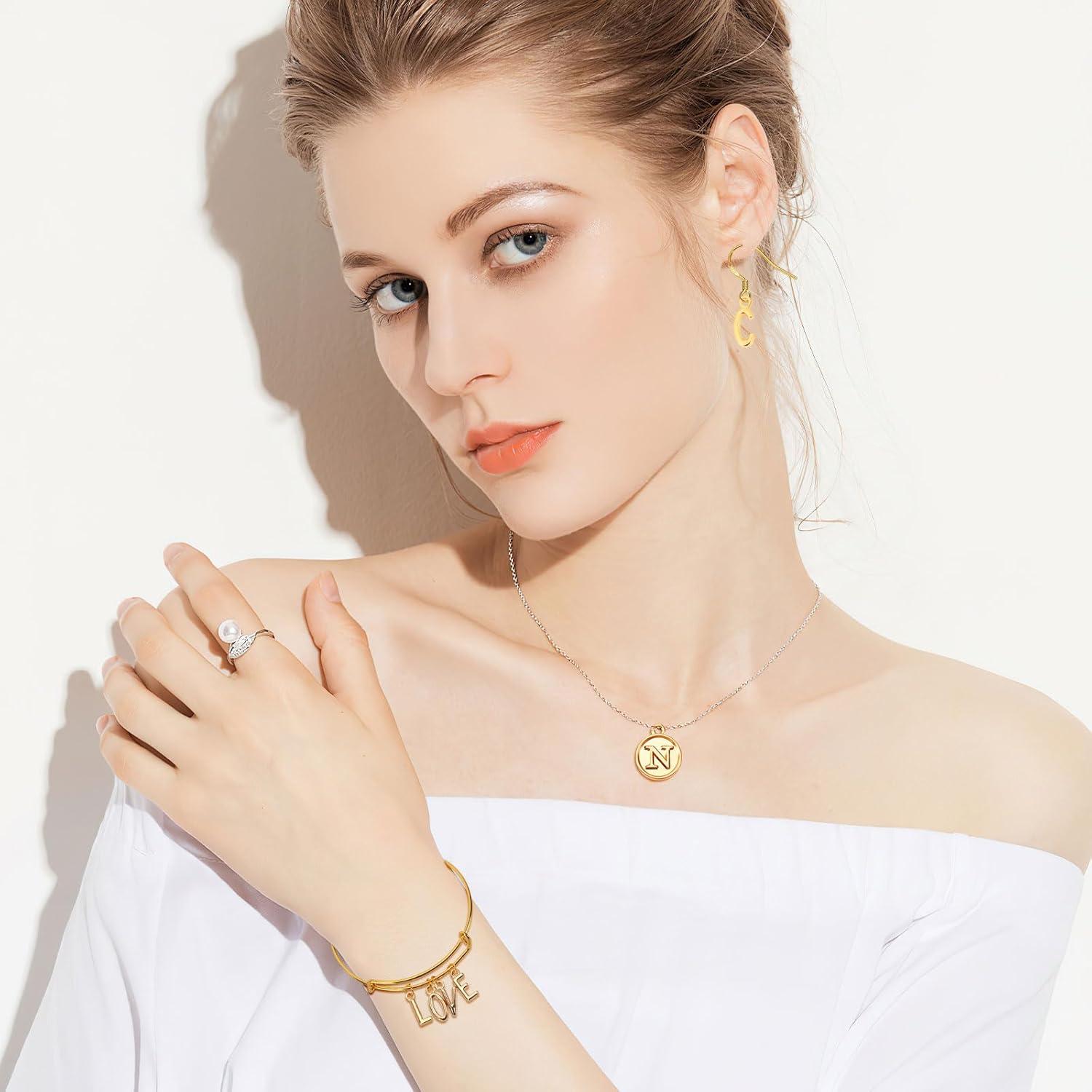 Encantos de Letras SANNIX 156Pcs Alfabeto A-Z Oro KC DIY