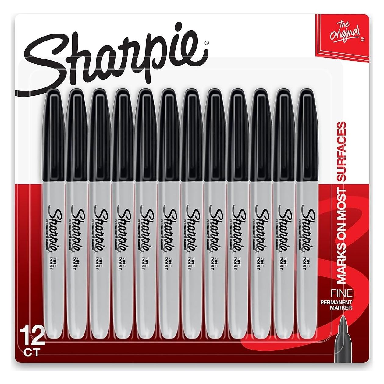 Marcadores Permanentes Sharpie Negro Punta Fina 12 Unidades