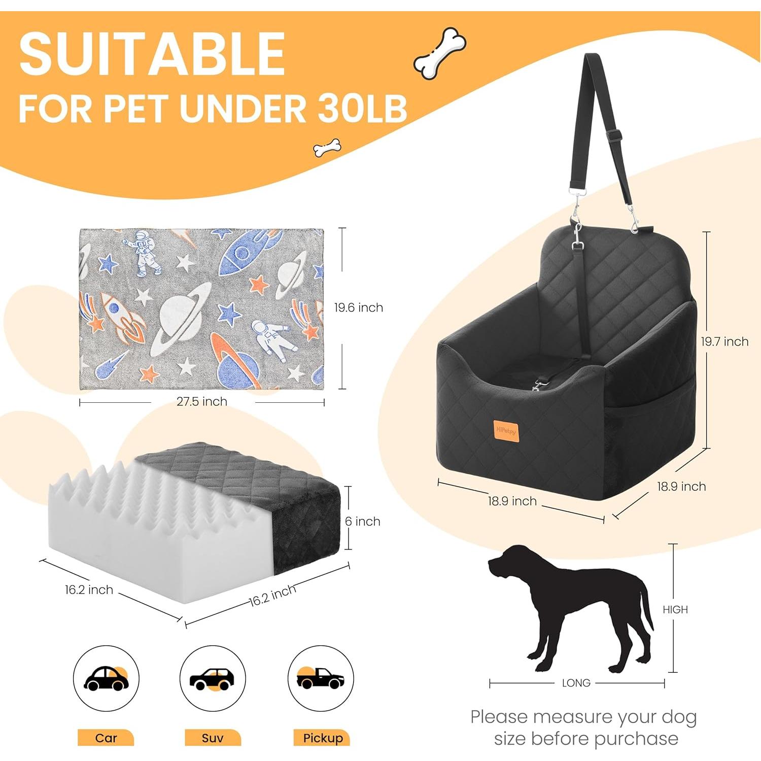 Asiento Elevado para Perro Pequeño HiPetpy DCS - Lavable, 13.6kg