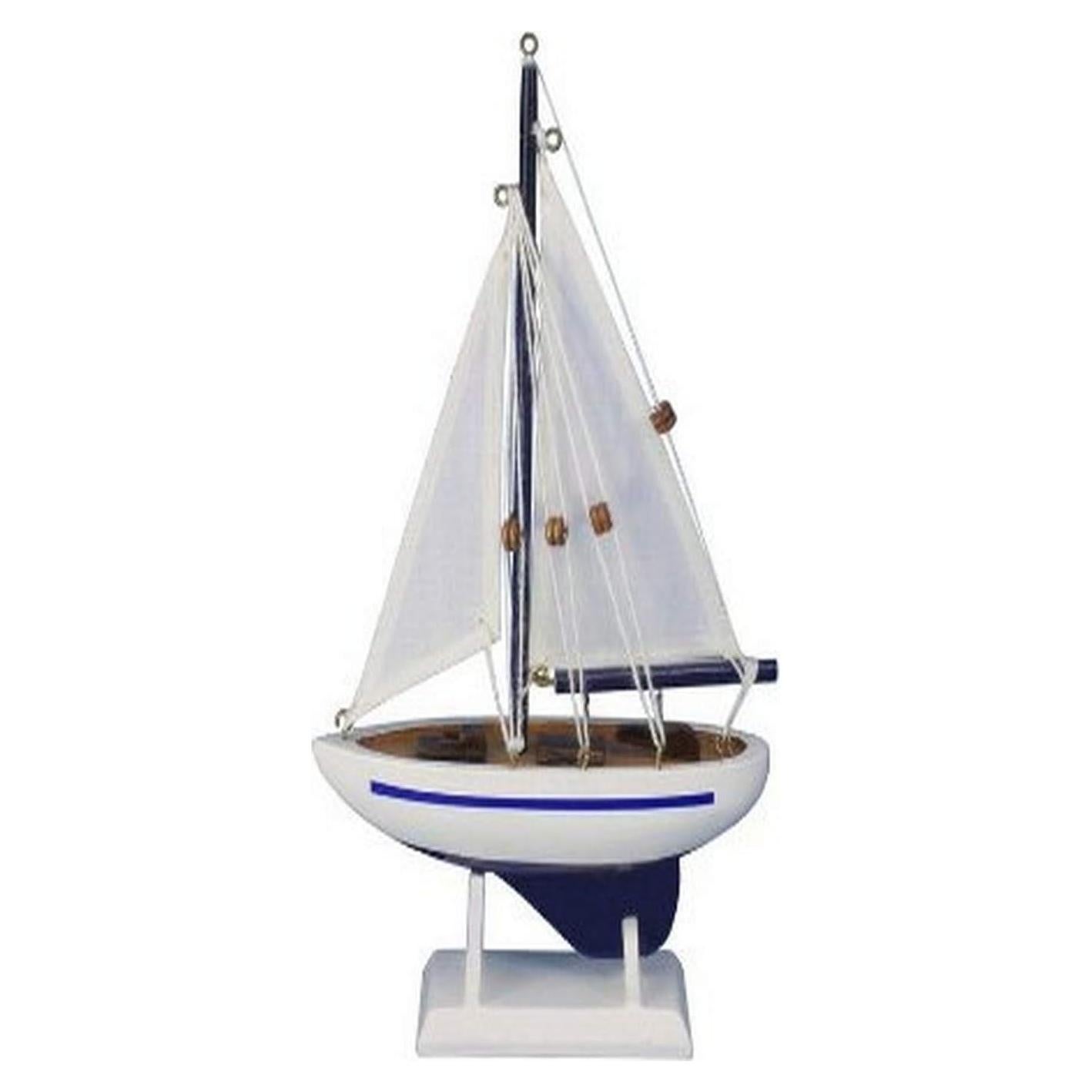 Barco de Madera Modelo Pacific Sailer Azul 22.86 cm Hampton Nautical