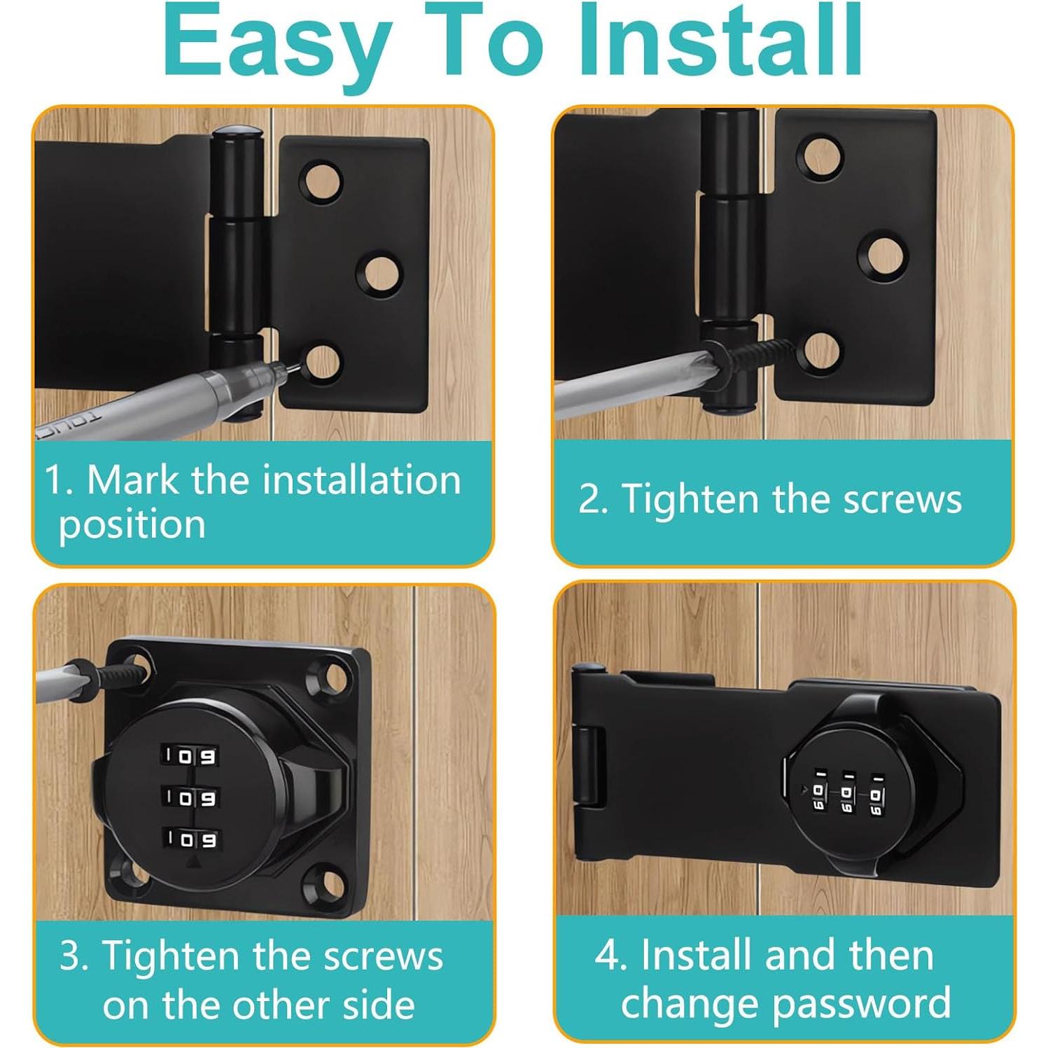 Cerradura de Combinación Sin Llave Enwomaty para Puertas Plegables