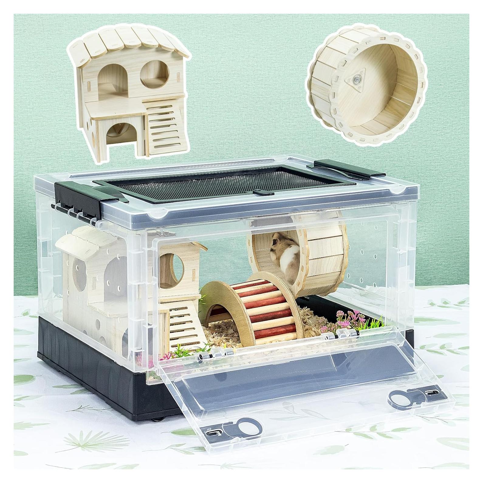 Jaula Plegable para Hámsters RunDuck Negra 40.6x30.5x24.1 cm