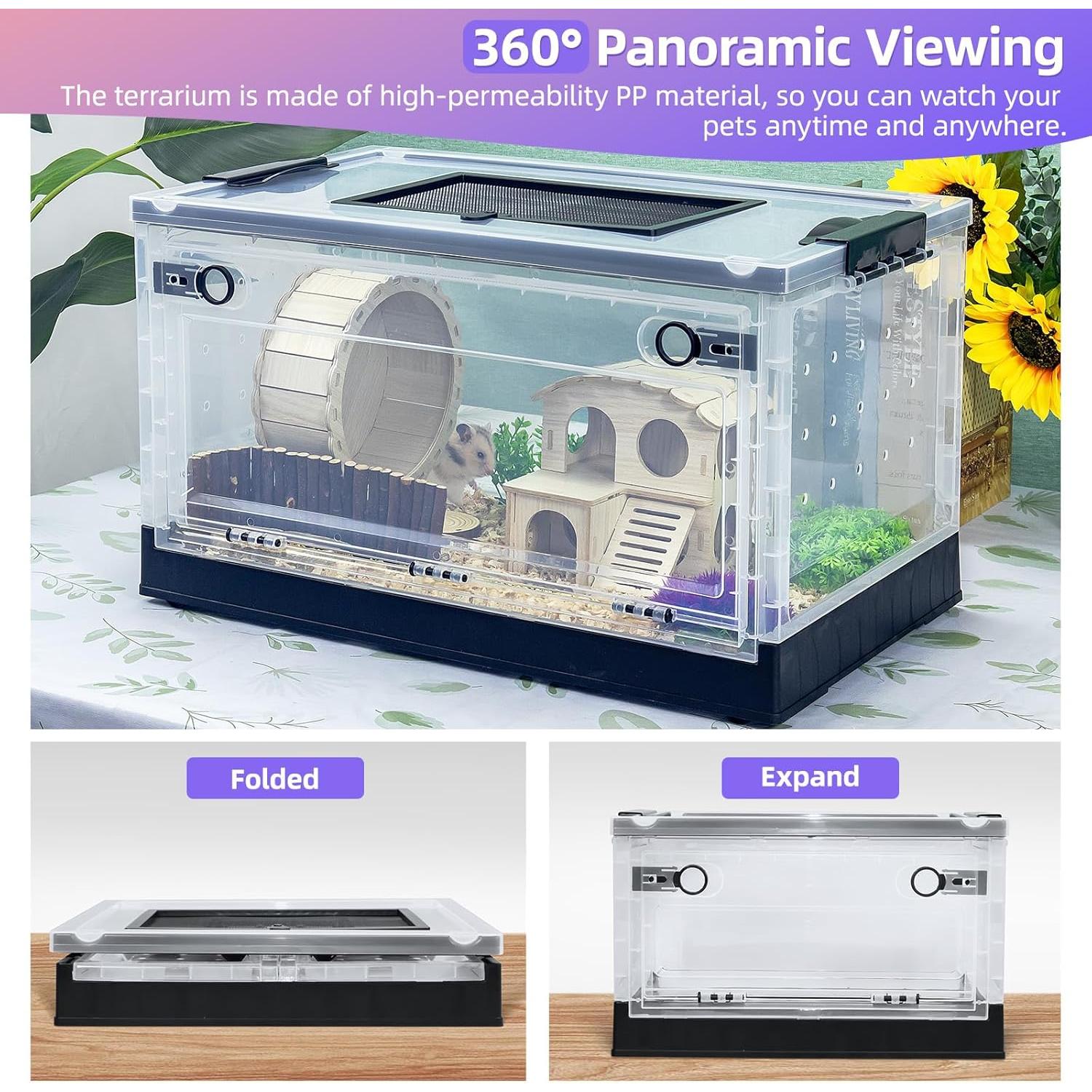 Jaula Plegable para Hámsters RunDuck Negra 40.6x30.5x24.1 cm