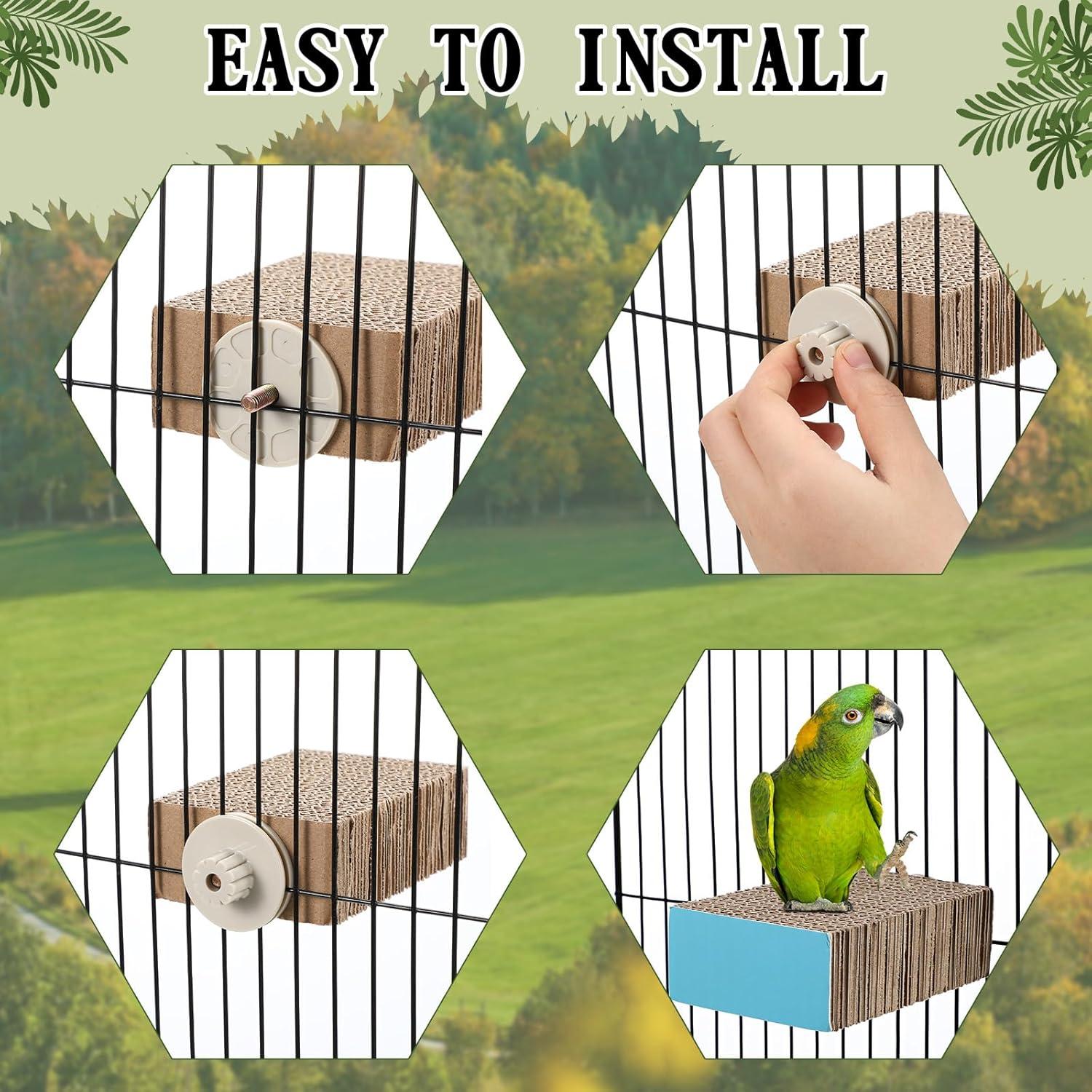 Juego de 2 plataformas para aves Skyygemm - Perchas de cartón