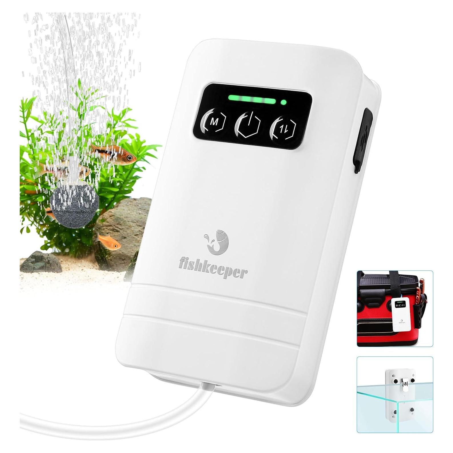 Bomba de aire recargable Fishkeeper 2W para acuarios 0-227L