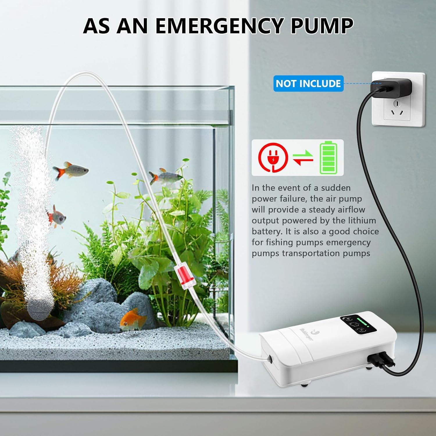 Bomba de aire recargable Fishkeeper 2W para acuarios 0-227L