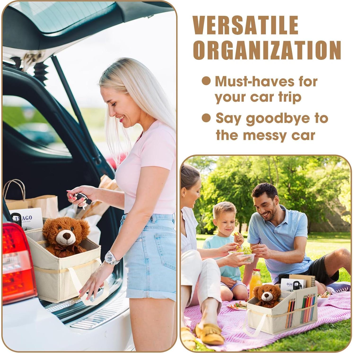 Organizador de Asiento Plegable Honeydak Beige para Auto