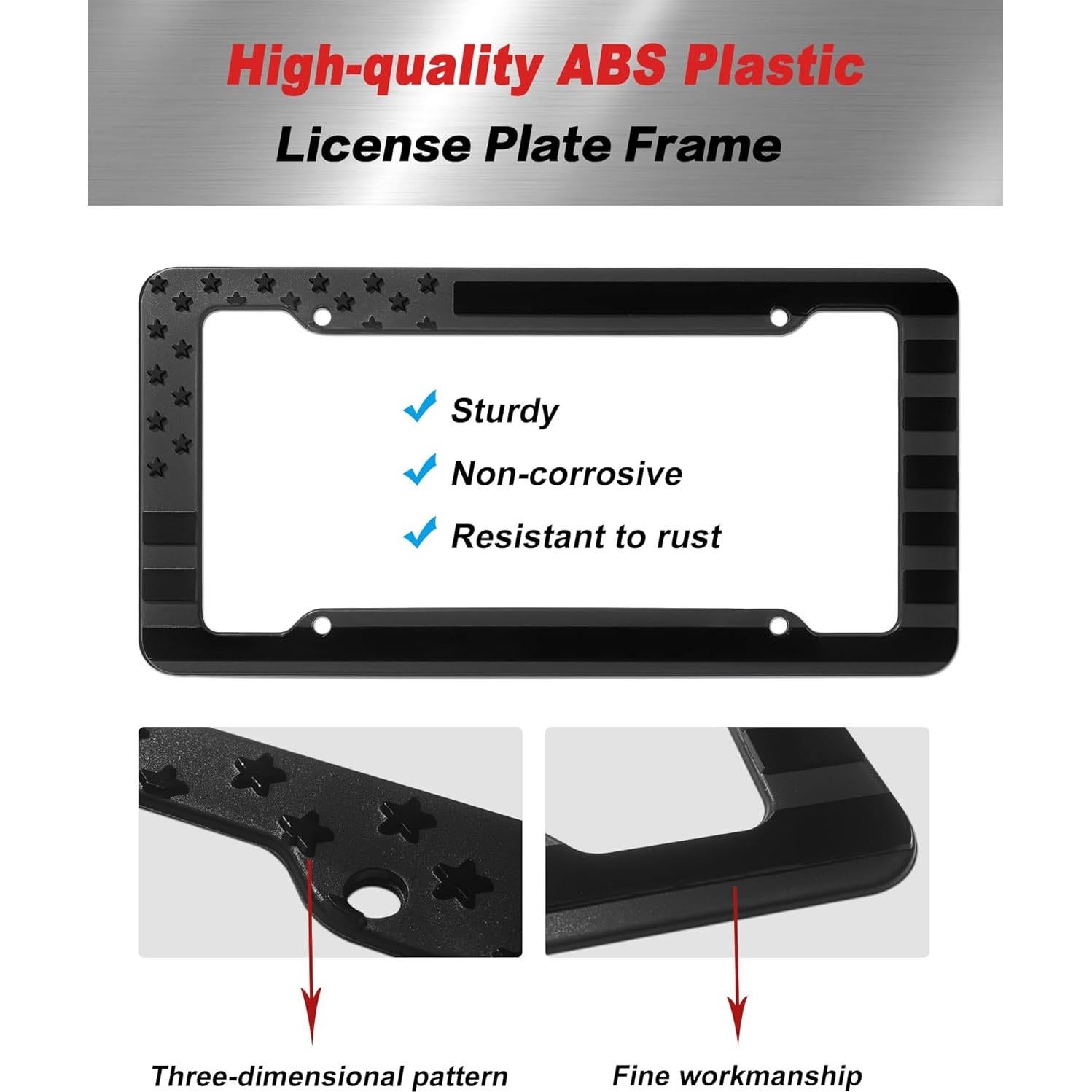 Marco de Placa de Licencia Patriótica Americana Aootf - 2 Piezas