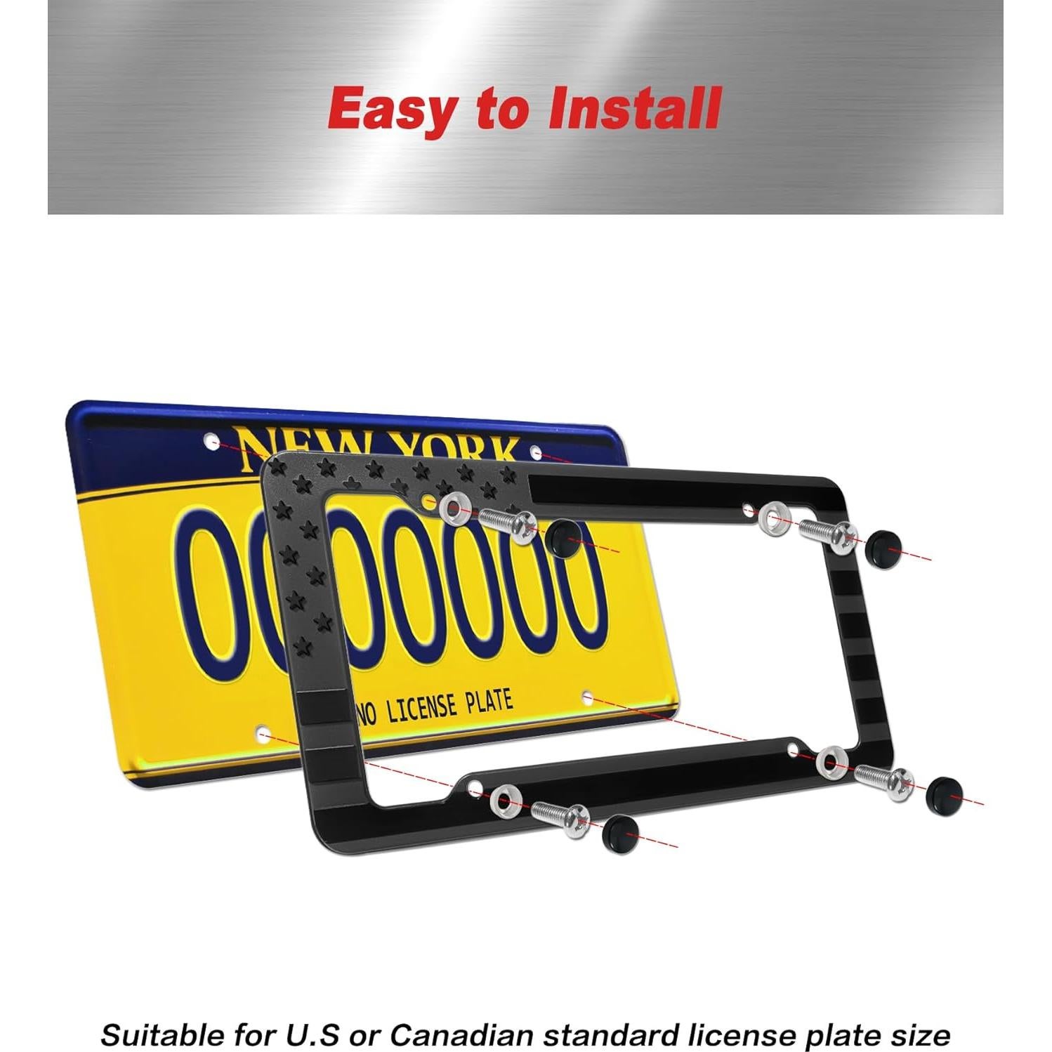 Marco de Placa de Licencia Patriótica Americana Aootf - 2 Piezas