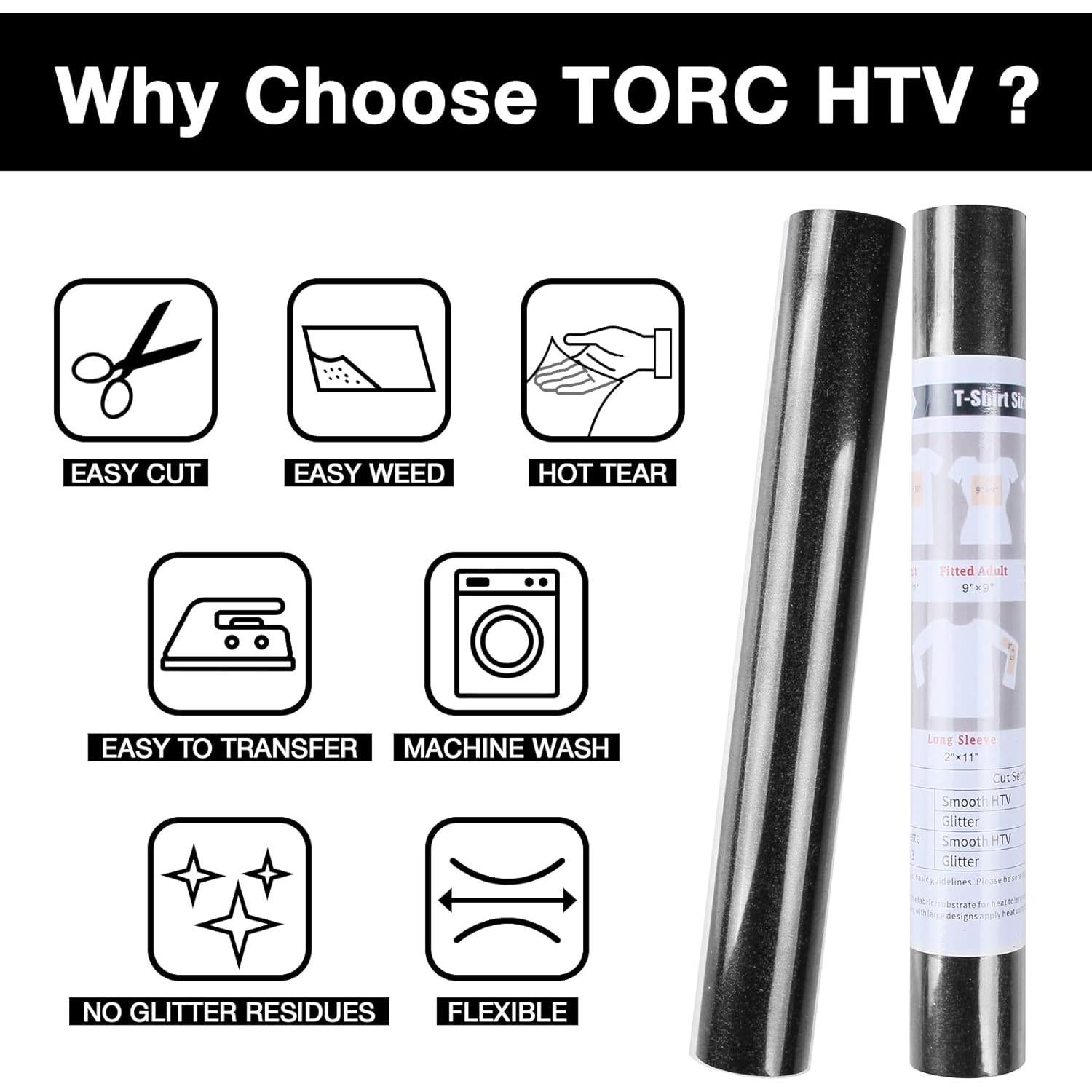 Vinilo de Transferencia Térmica Brillante TORC 30 cm x 1.5 m Negro