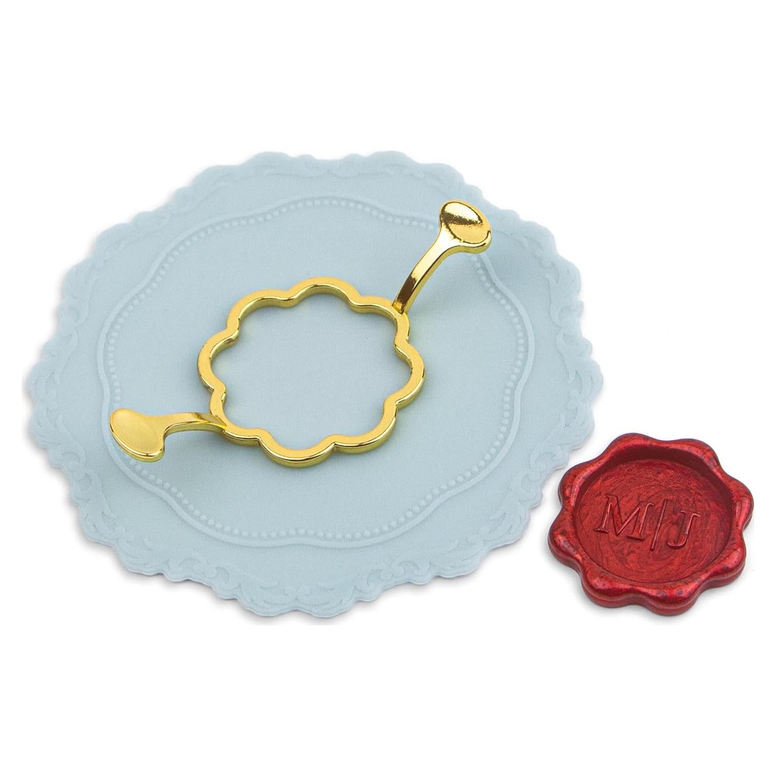 Molde de Sello de Cera de Metal Krastmon con Flor 4 cm