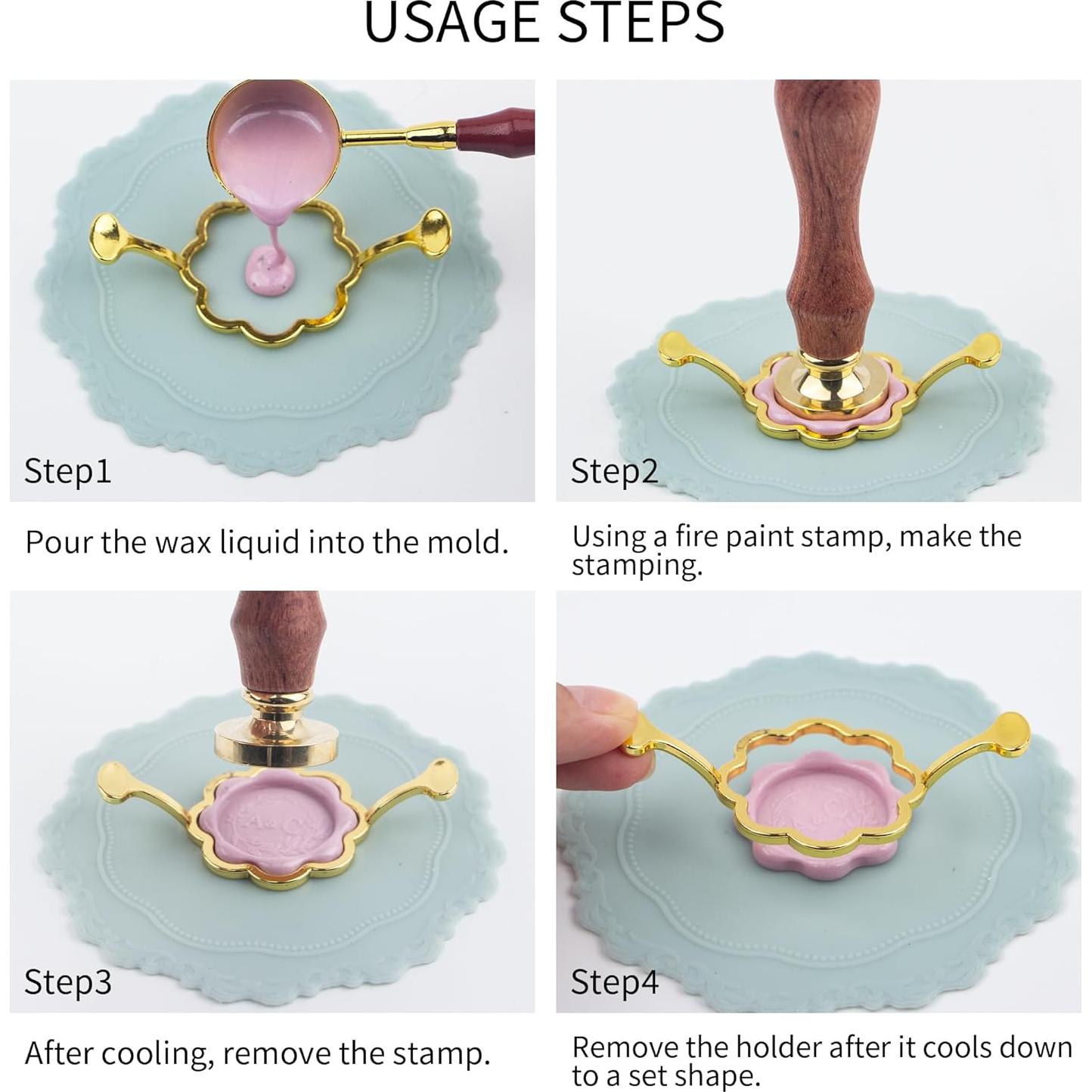 Molde de Sello de Cera de Metal Krastmon con Flor 4 cm