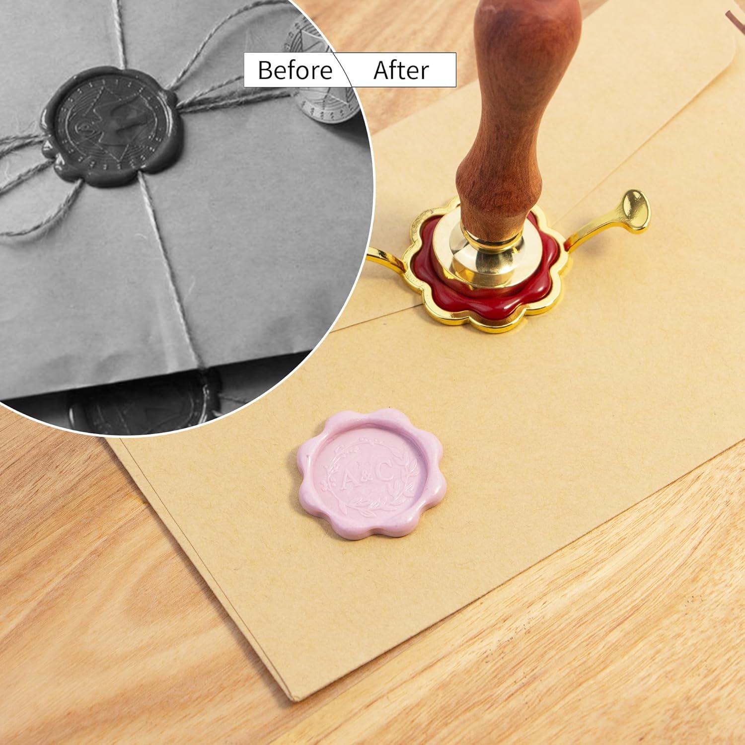 Molde de Sello de Cera de Metal Krastmon con Flor 4 cm