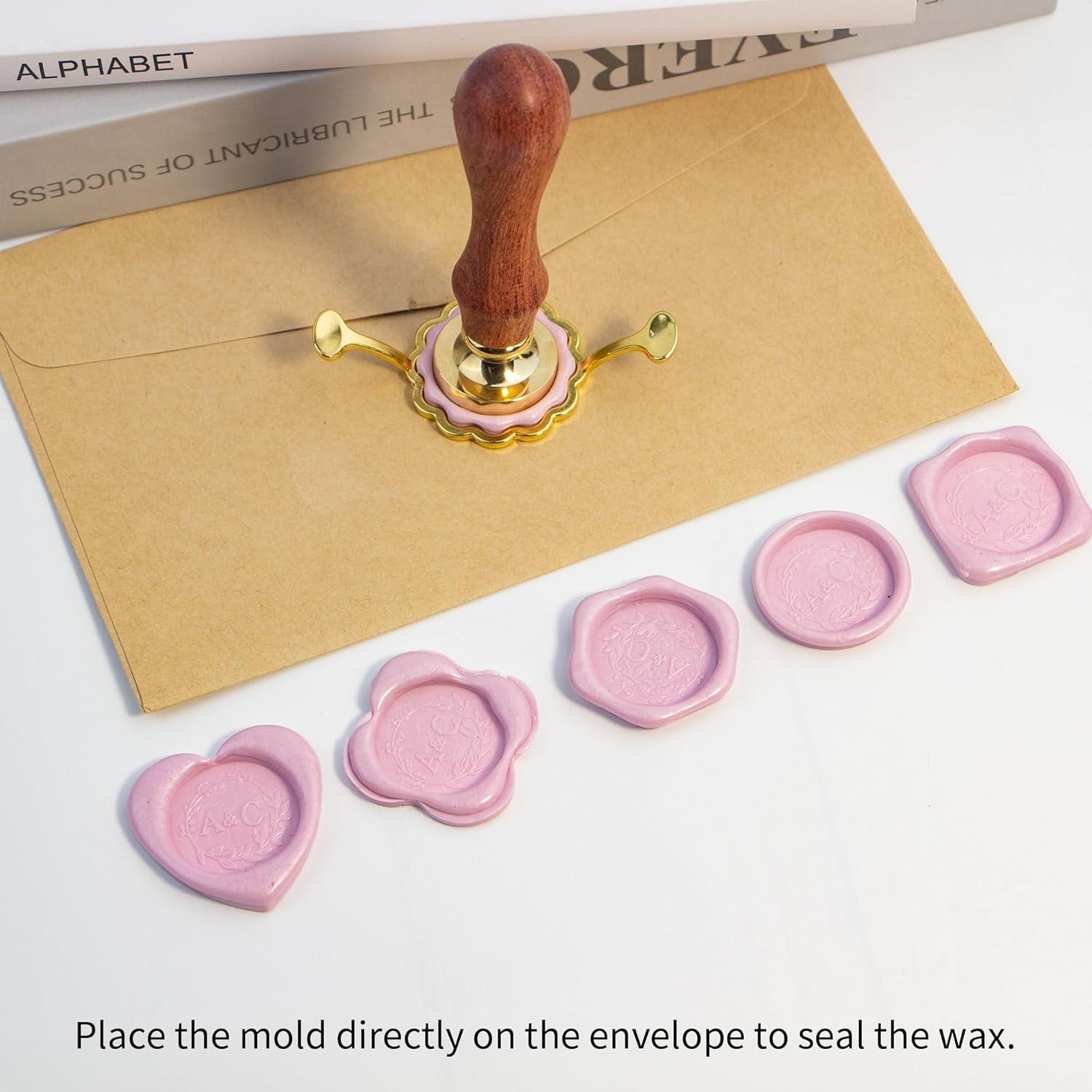 Molde de Sello de Cera de Metal Krastmon con Flor 4 cm