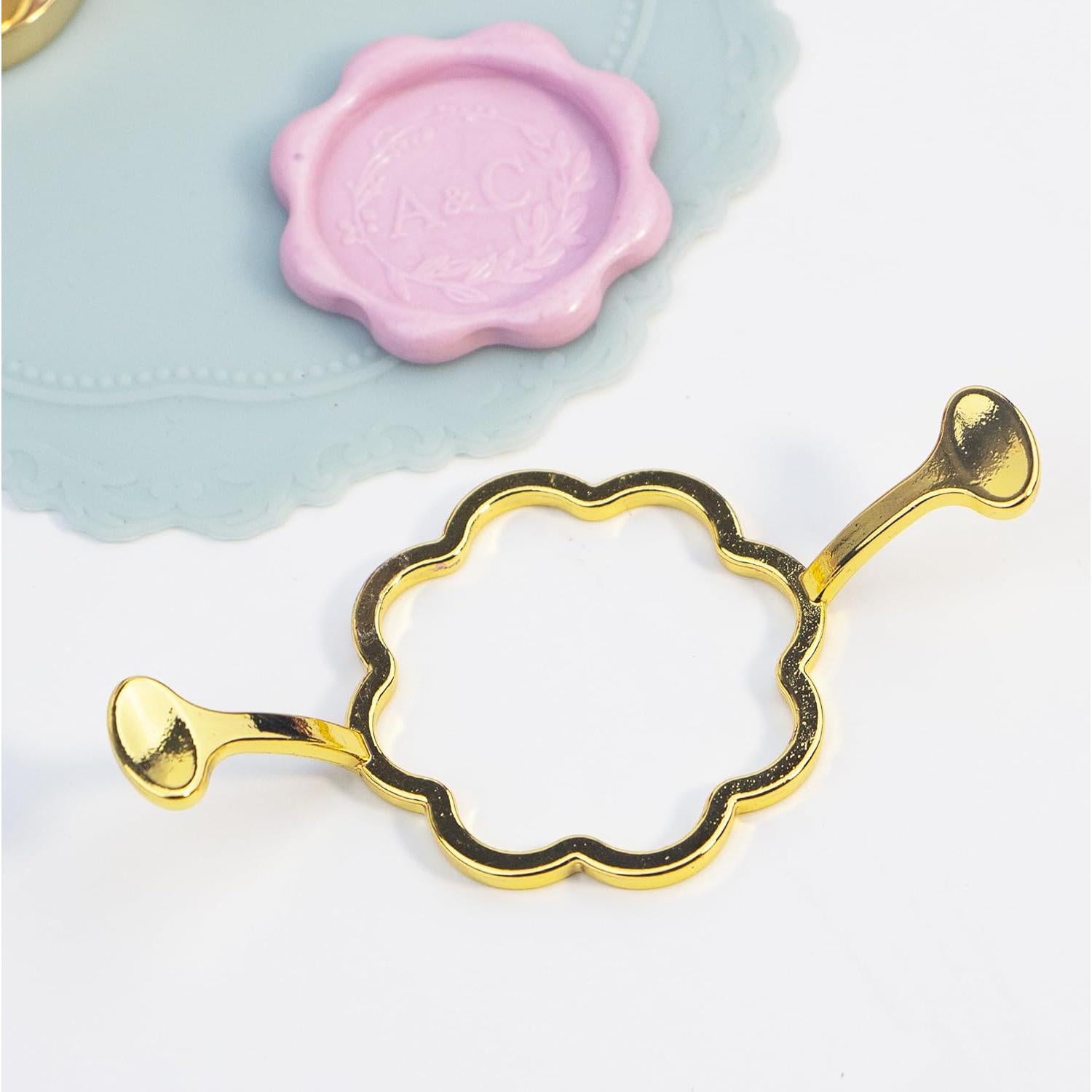 Molde de Sello de Cera de Metal Krastmon con Flor 4 cm