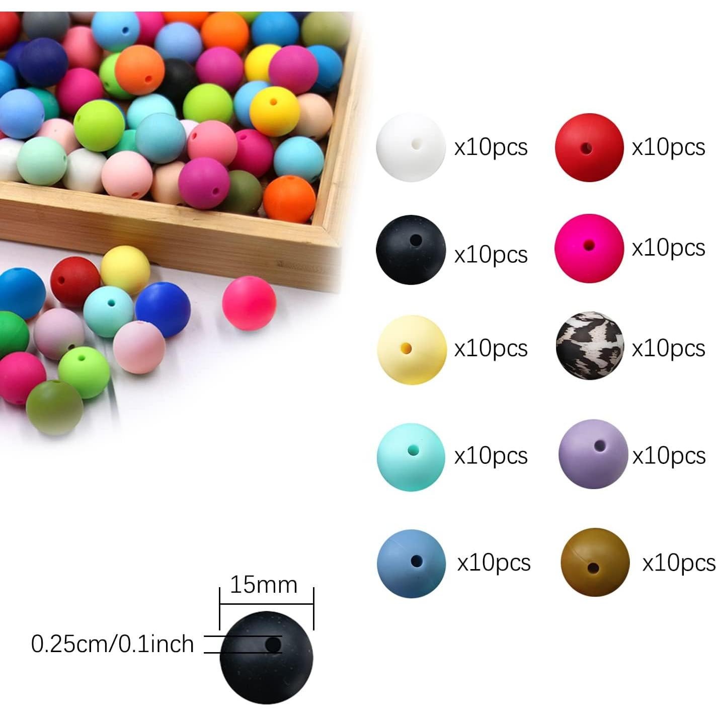 100 Perlas de Silicona 15mm Intatikoo para Joyas DIY