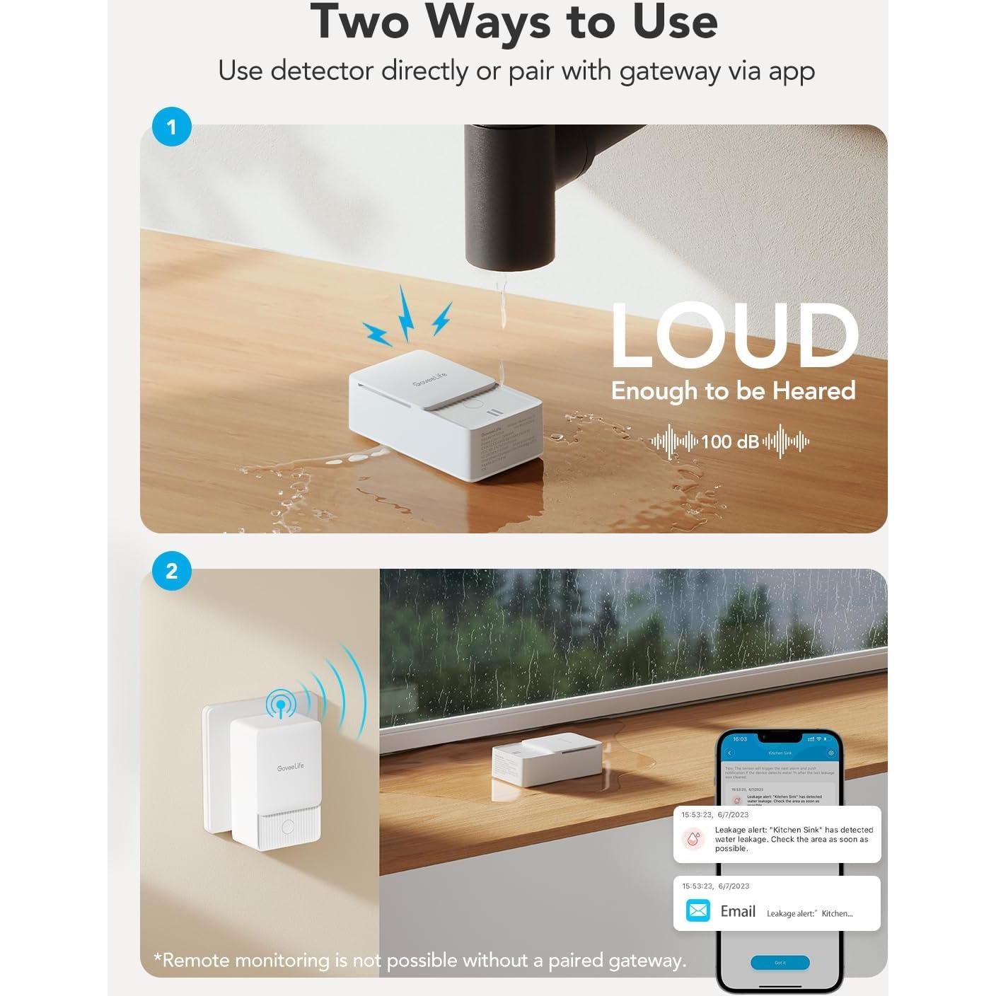 Detectores de Fugas de Agua GoveeLife 3 Paquete 100dB