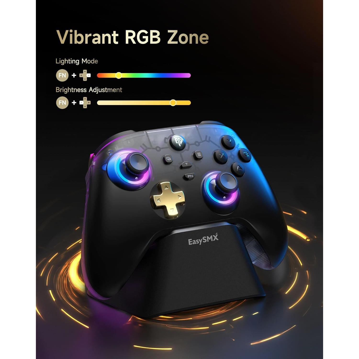 Controlador Inalámbrico EasySMX D05 para PC y Switch - RGB, Carga Rápida