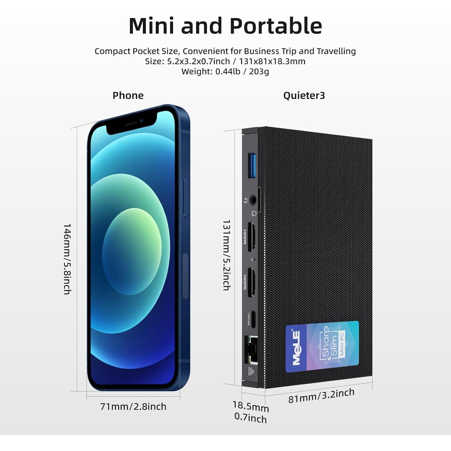 Mini PC MeLE Quieter3Q Celeron N5105 8GB 128GB HDMI