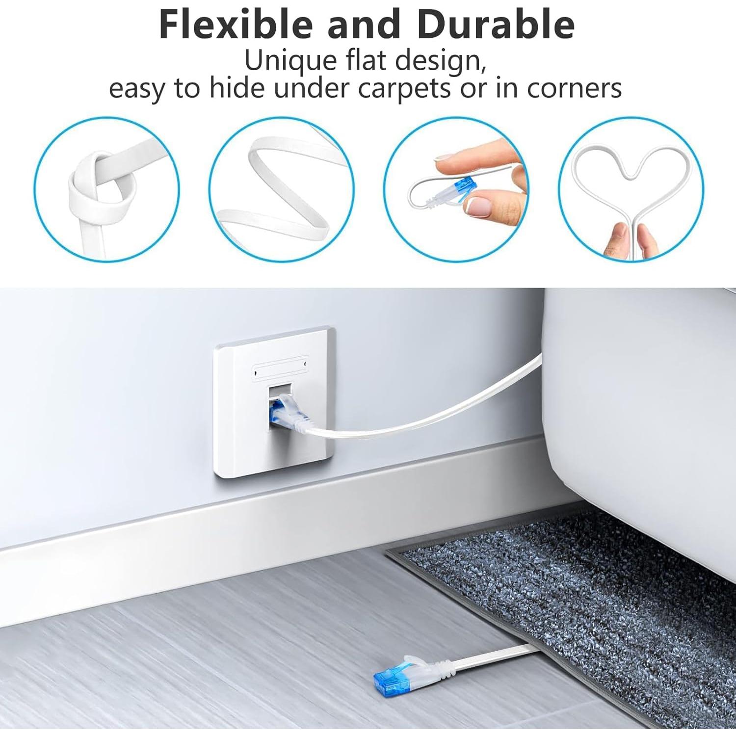 Cable Ethernet Cat 6 Ercielook 7.62 m Blanco Plano RJ45